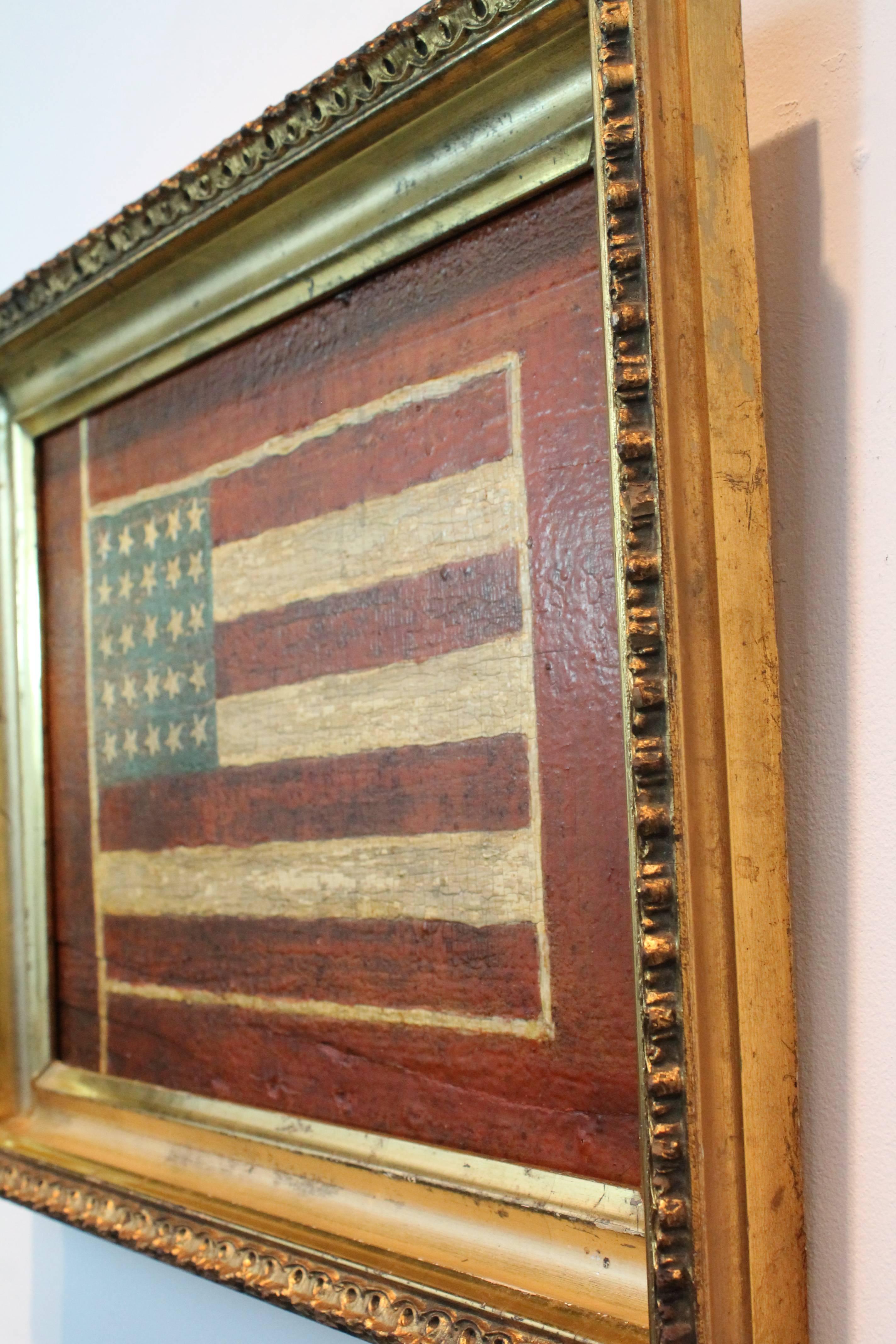 19th Century Folk Art Hand-Painted American Flag Mailbox Fragment  For Sale 6
