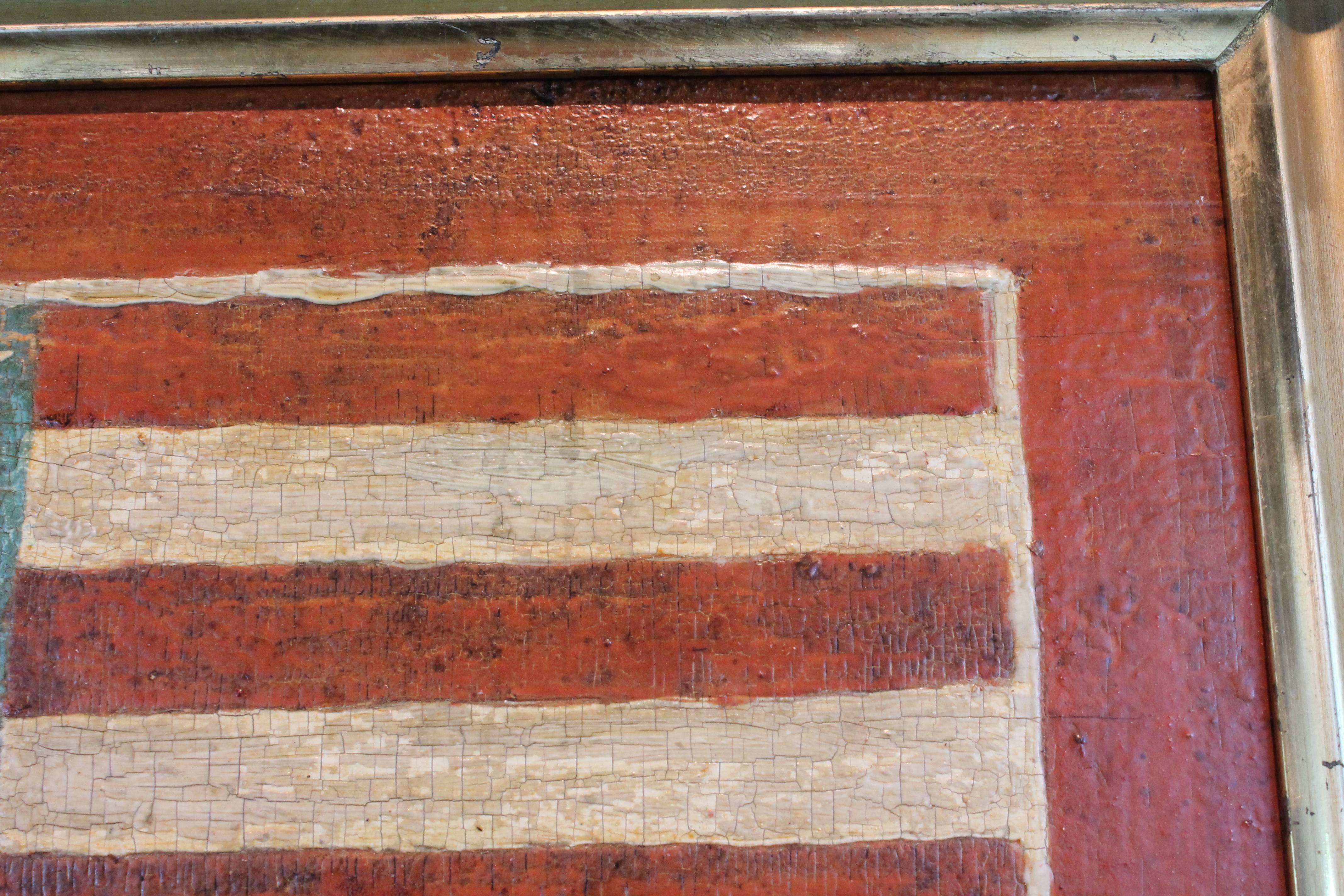 19th Century Folk Art Hand-Painted American Flag Mailbox Fragment  For Sale 4