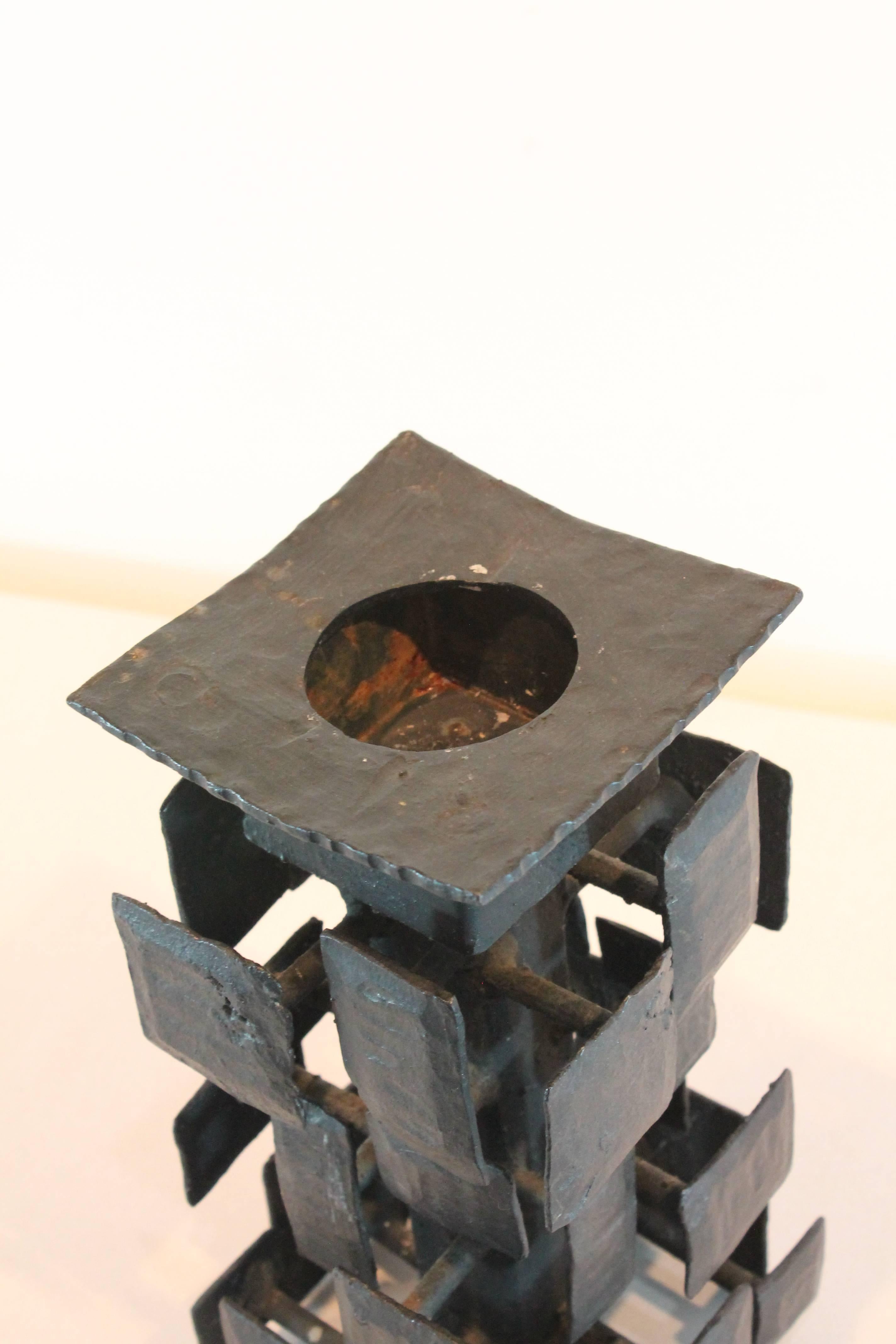 Mid-20th Century Brutalist Modernist Sculptural Candle Stand For Sale