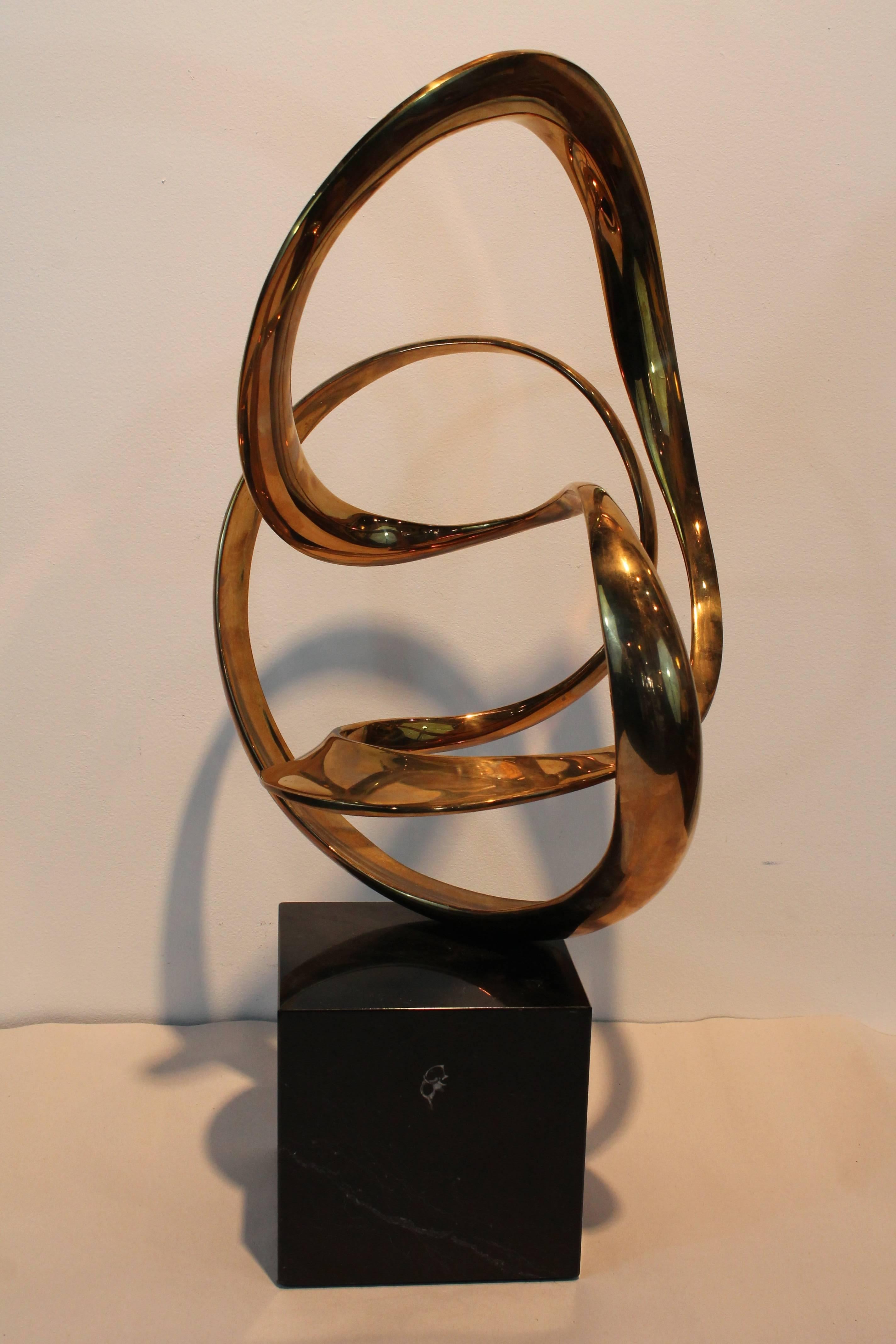 Late 20th Century Tom Bennett Modernist Ribbon Brass Sculpture
