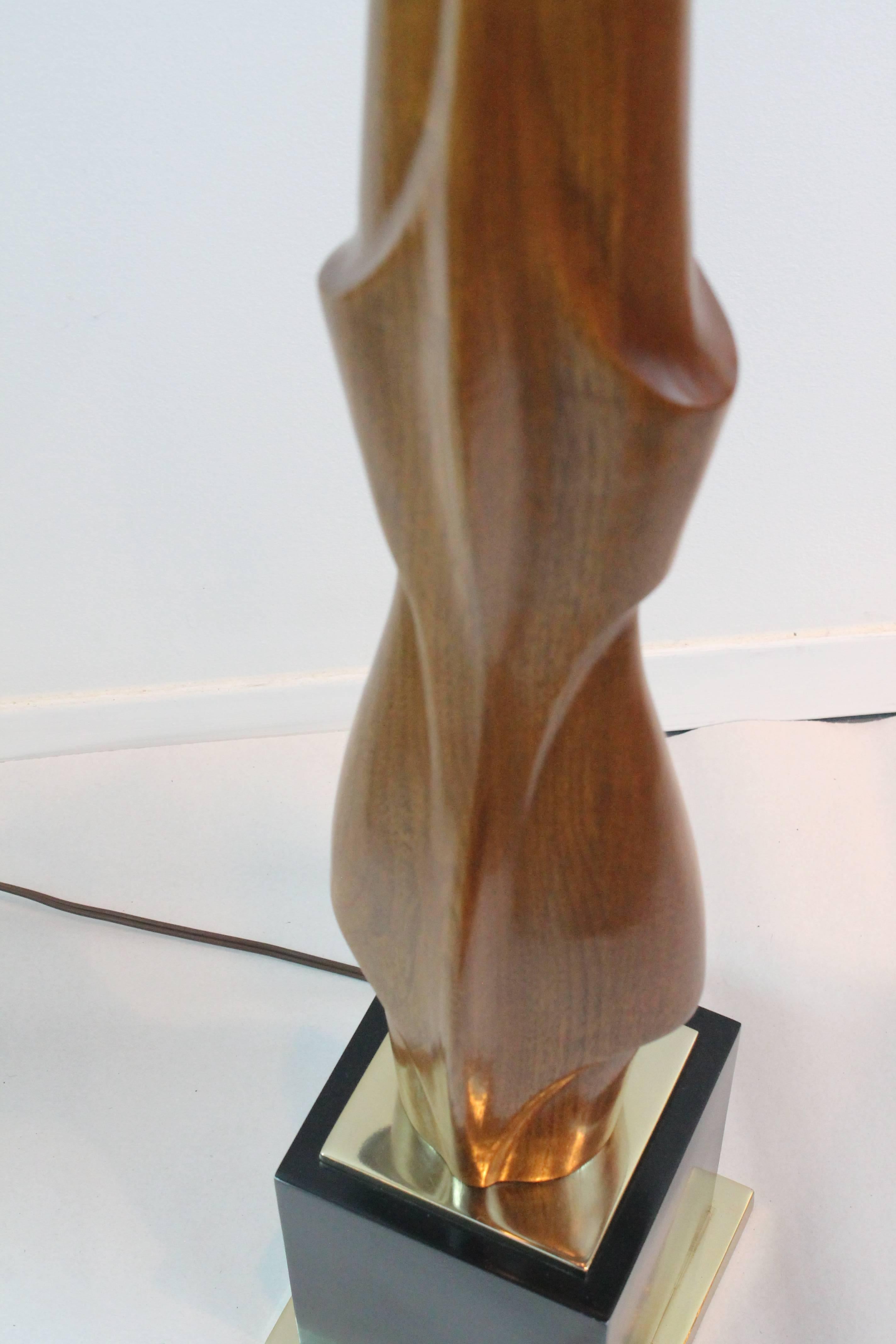 Carved Walnut Sculptural Laurel Lamp For Sale 1