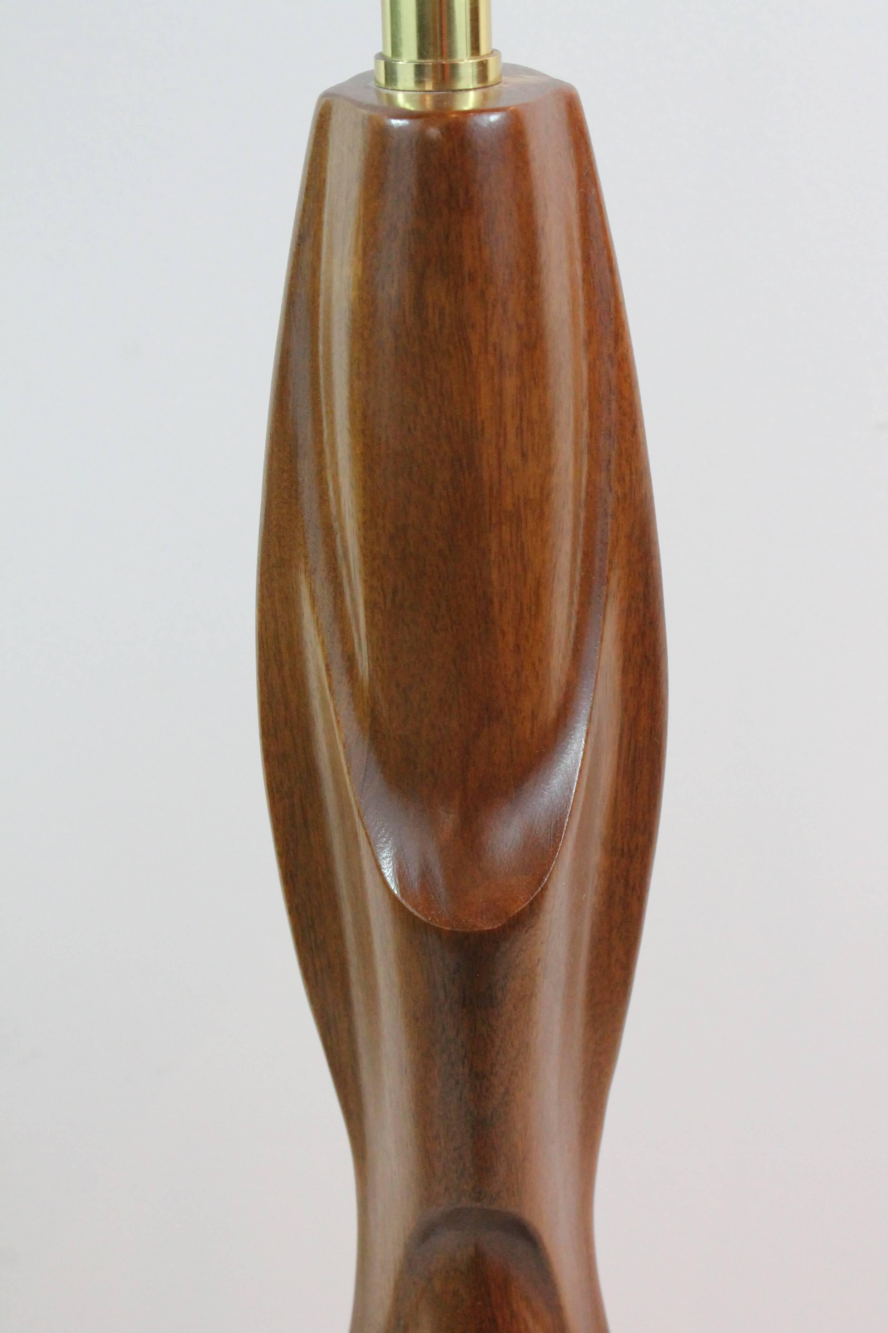 Carved Walnut Sculptural Laurel Lamp For Sale 3