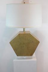 1970s Parchment and Lucite Hexagonal Lamp