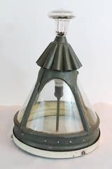 19th Century Flush Mount Fixture with Large Glass Finial