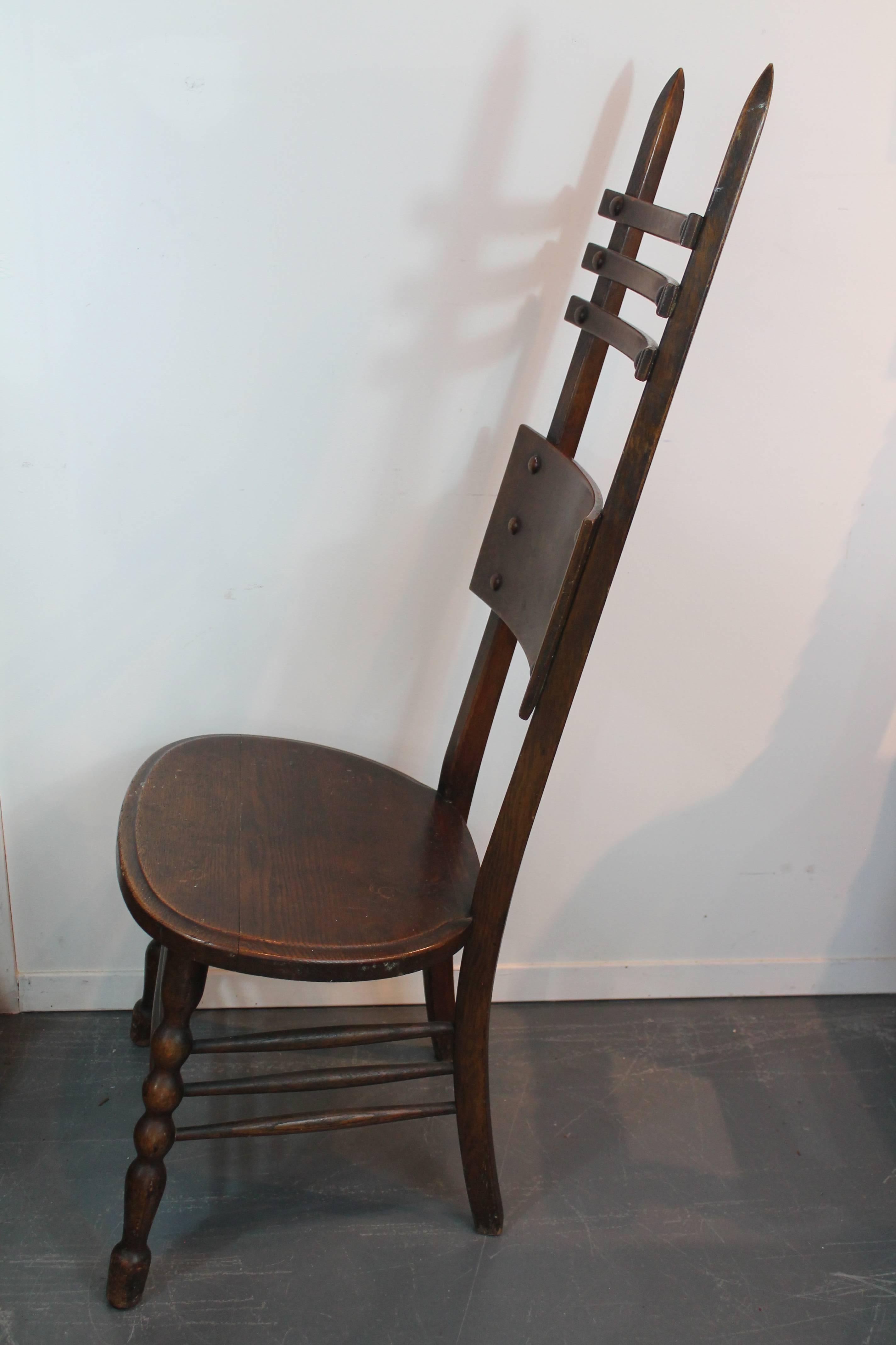 High-Backed Arts and Crafts Chair In Good Condition For Sale In 3 Oaks, MI