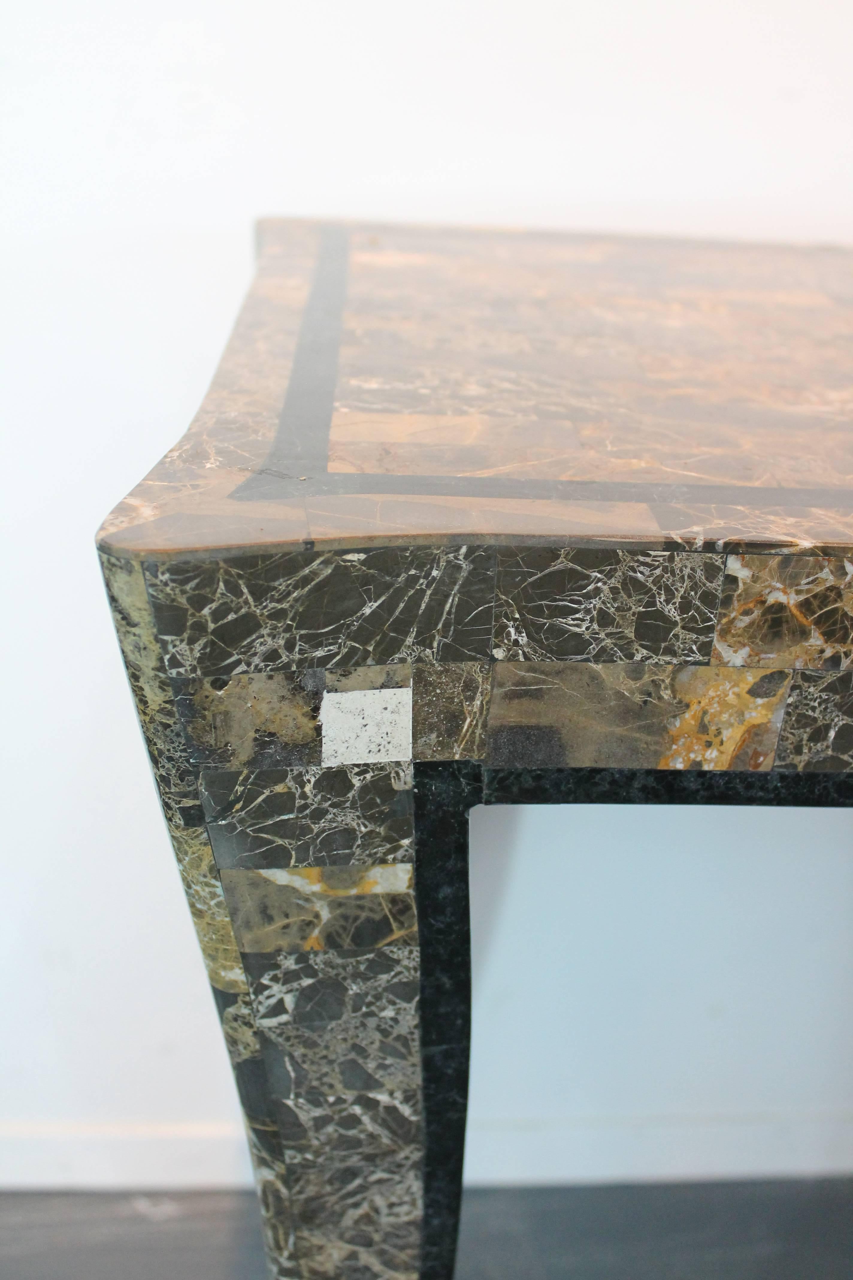 Late 20th Century Klismos Tessellated Marble Console Table by Maitland-Smith For Sale