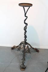 Highly Detailed French Wrought Iron Oak Leaf and Acorn Sculptural Stand