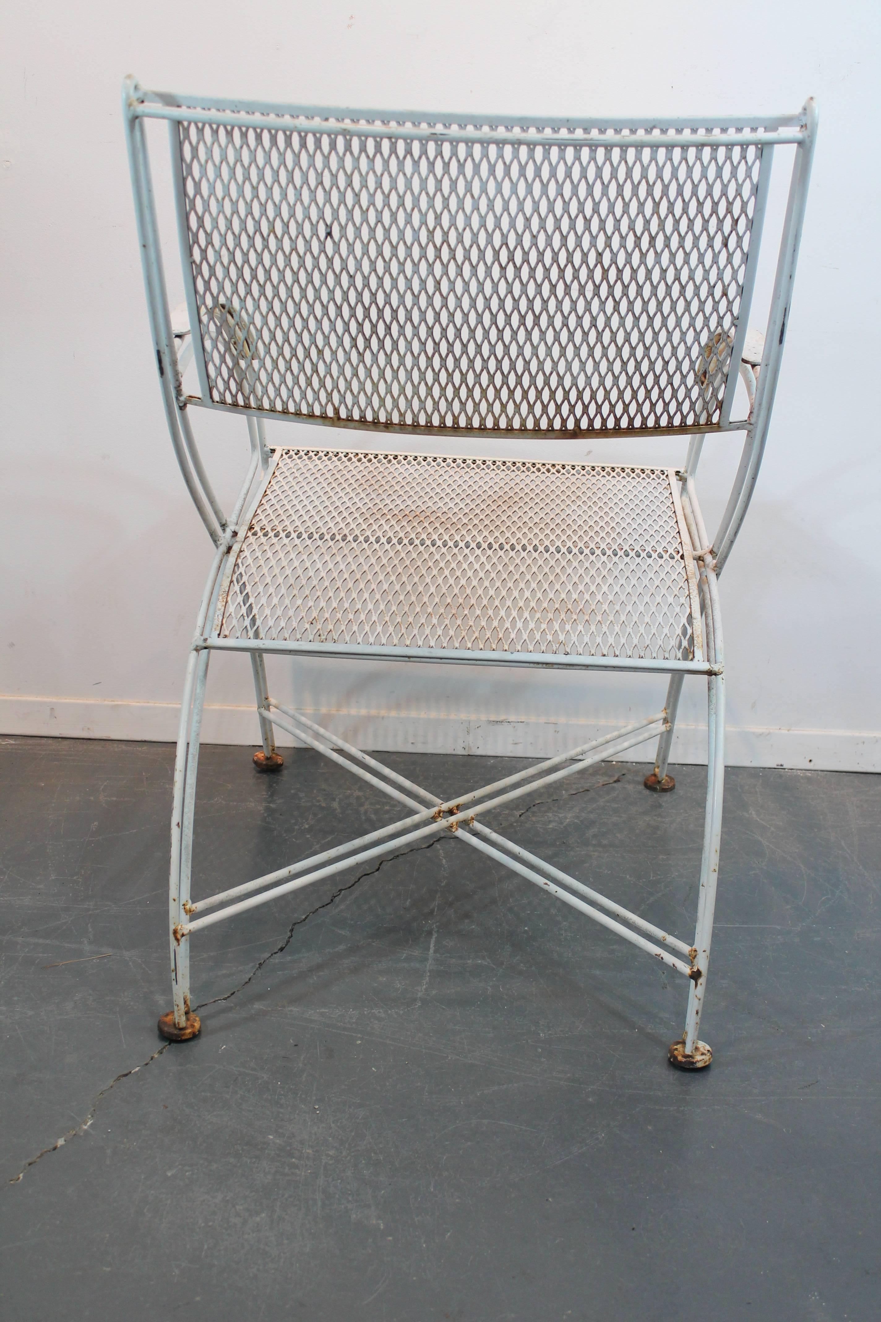Set of Four Sculptural Mid-Century Moderne Iron Chairs In Good Condition For Sale In 3 Oaks, MI
