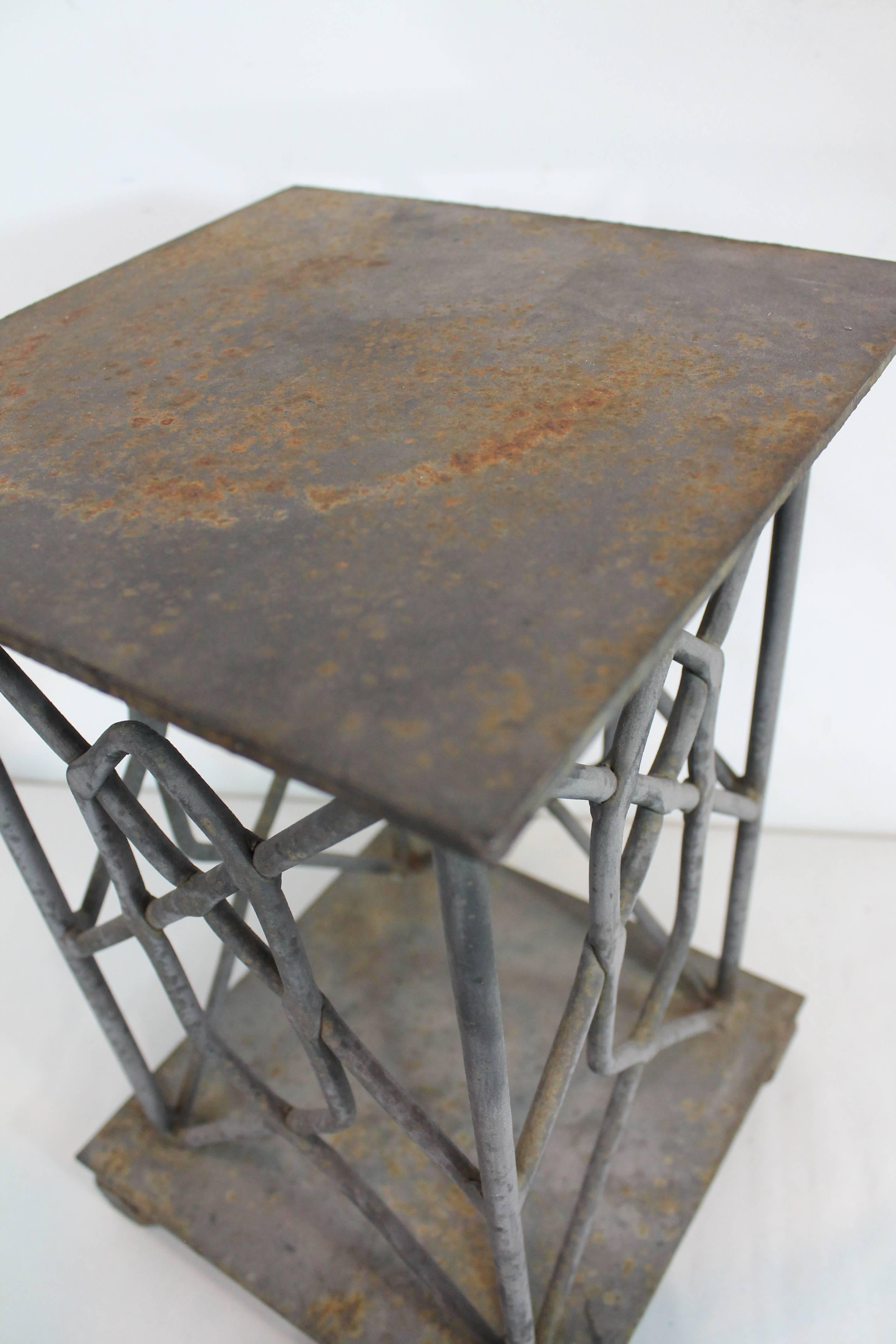 Sculptural Hand-Wrought Iron Side Table In Excellent Condition For Sale In 3 Oaks, MI
