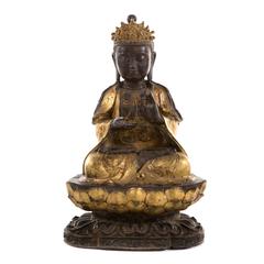 Large Bronze Statue of Bodhisattva on Double Lotus Throne 11