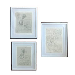 Group of Three Works on Paper by Jose Luis Cuevas, framed