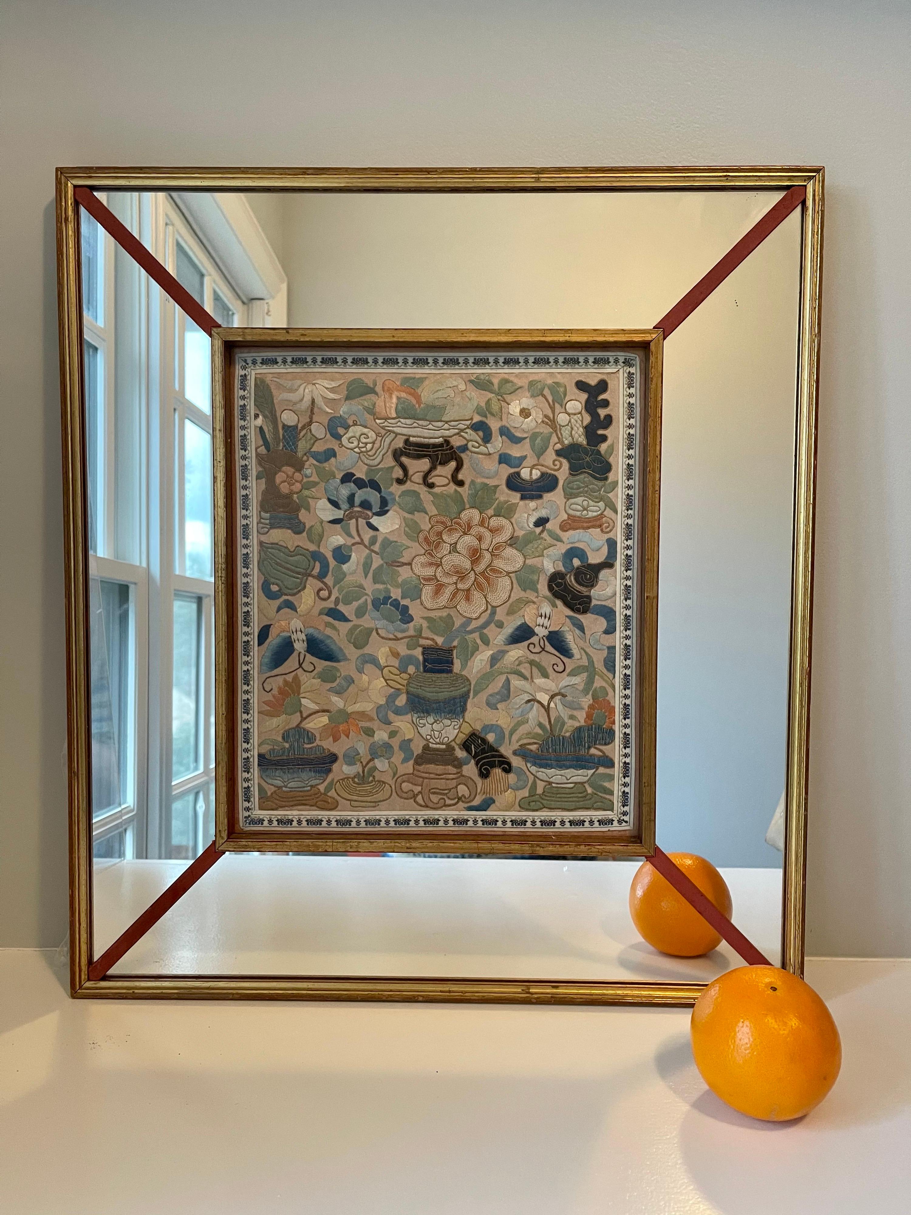 Framed Chinese Antique Embroidery Panel 8