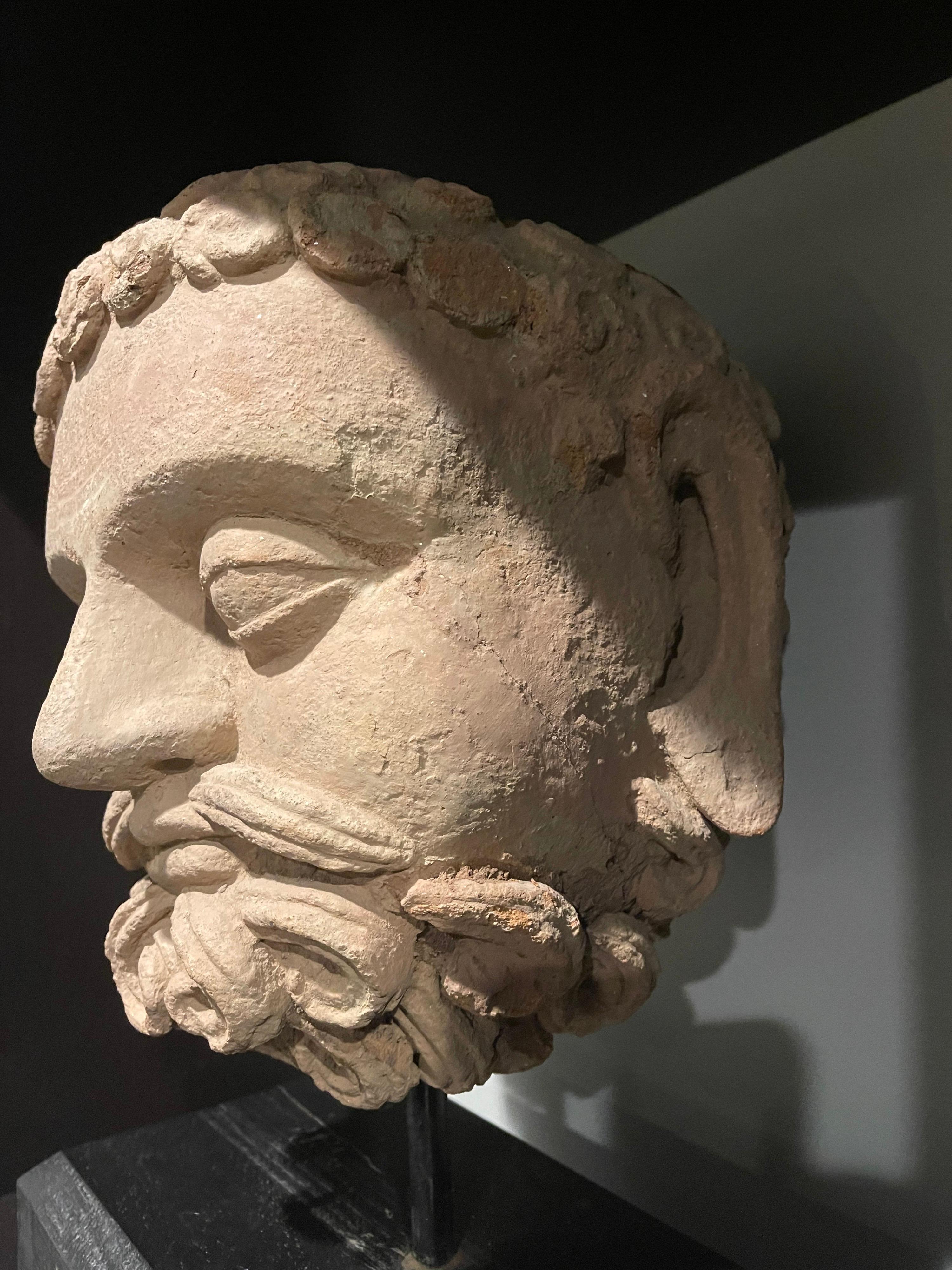 Sculpted Terracotta Gandhara Head For Sale 4