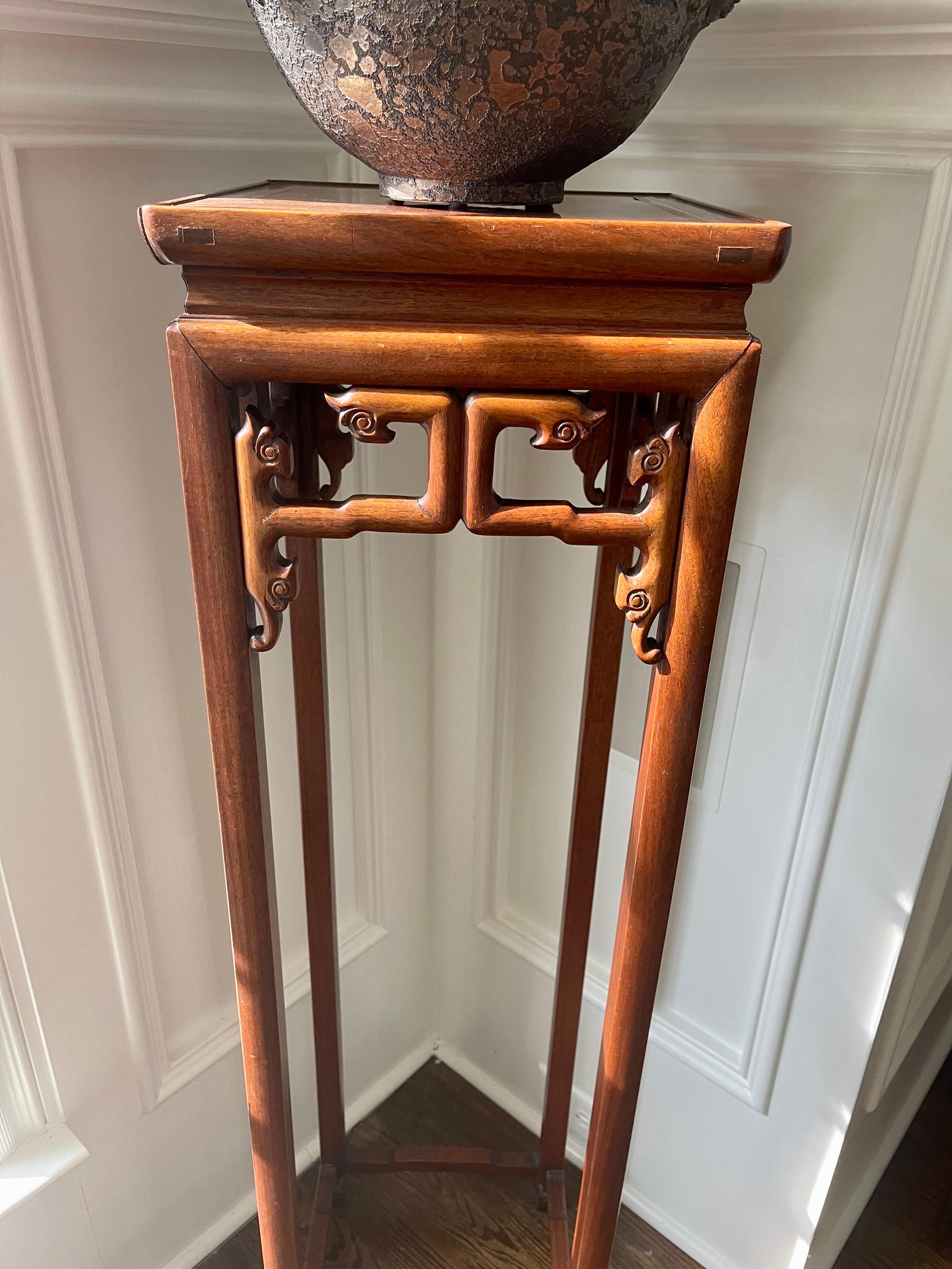 Pair of Antique Chinese Wood Stands Pedestal Tables For Sale 8