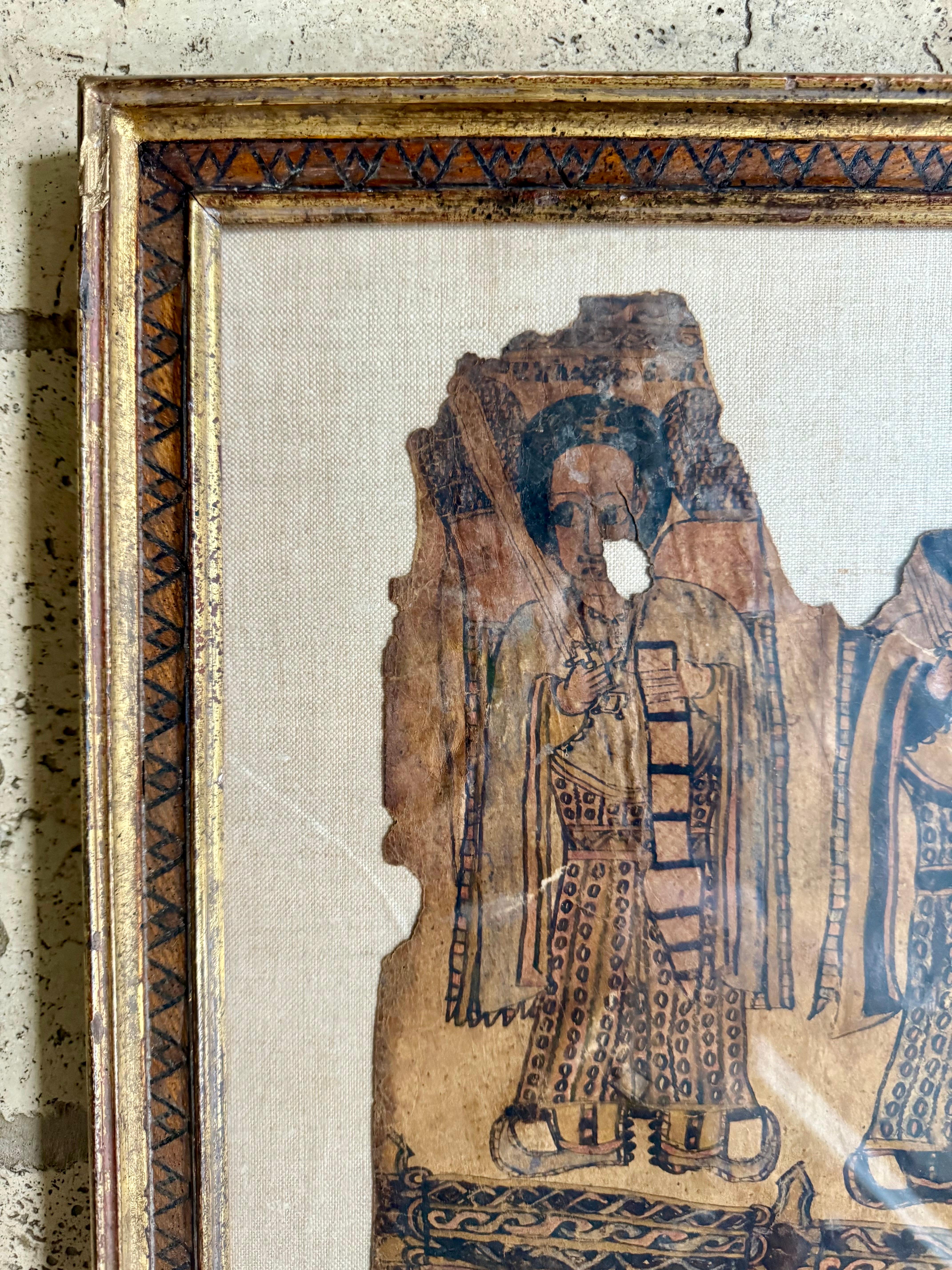 Rare Framed Museum Quality Antique Ethiopian Talismanic Healing Parchment Scroll For Sale 3