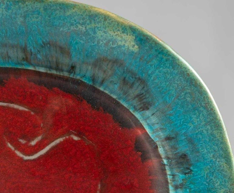 20th Century Italian Ceramic Art Platter by Eugenio Pattarino For Sale