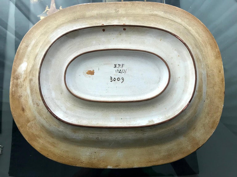 Pottery Italian Ceramic Art Platter by Eugenio Pattarino For Sale