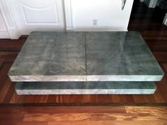 Italian Lacquered Goat Skin Coffee Table with mirrored bar Aldo Tura
