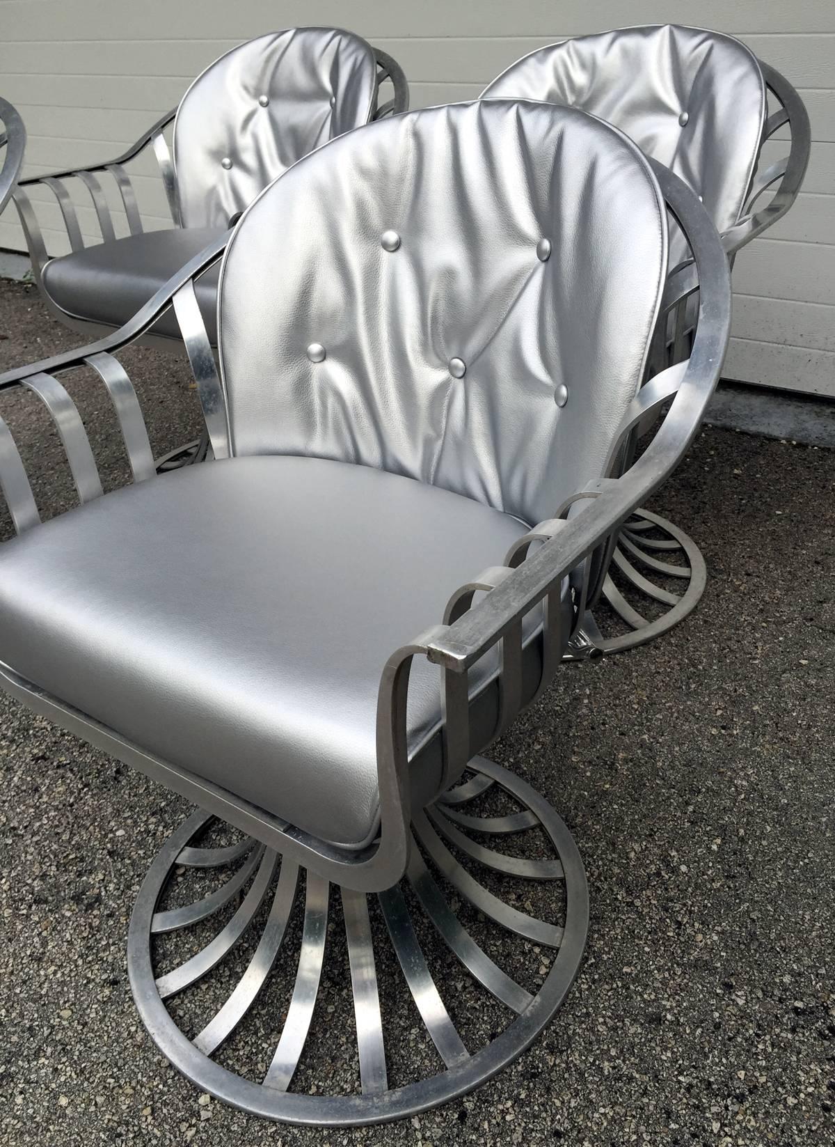 Aluminum Set of Four Armchairs by Russell Woodard