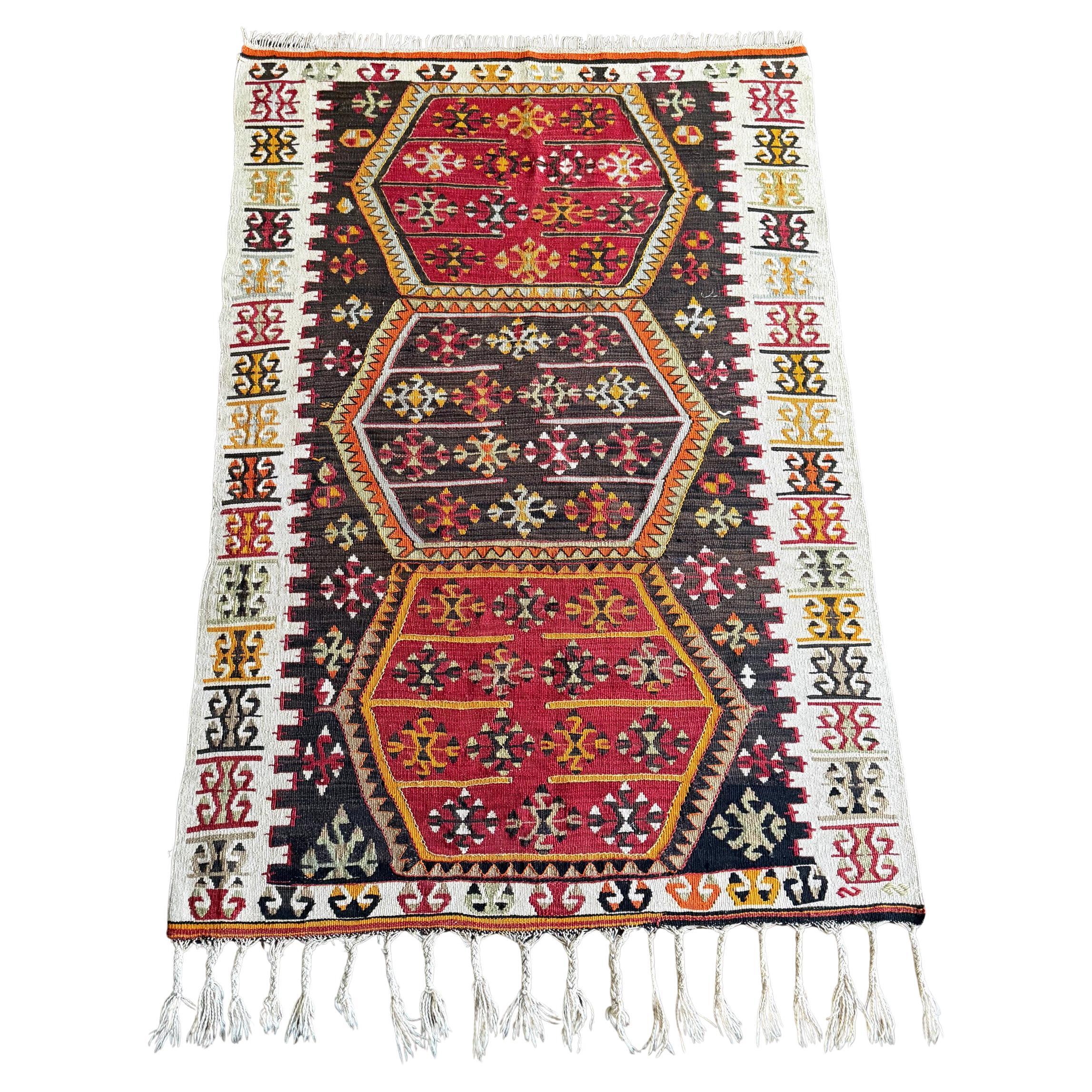 Antique Turkish Anatolian Kilim Rug of Matrimony For Sale