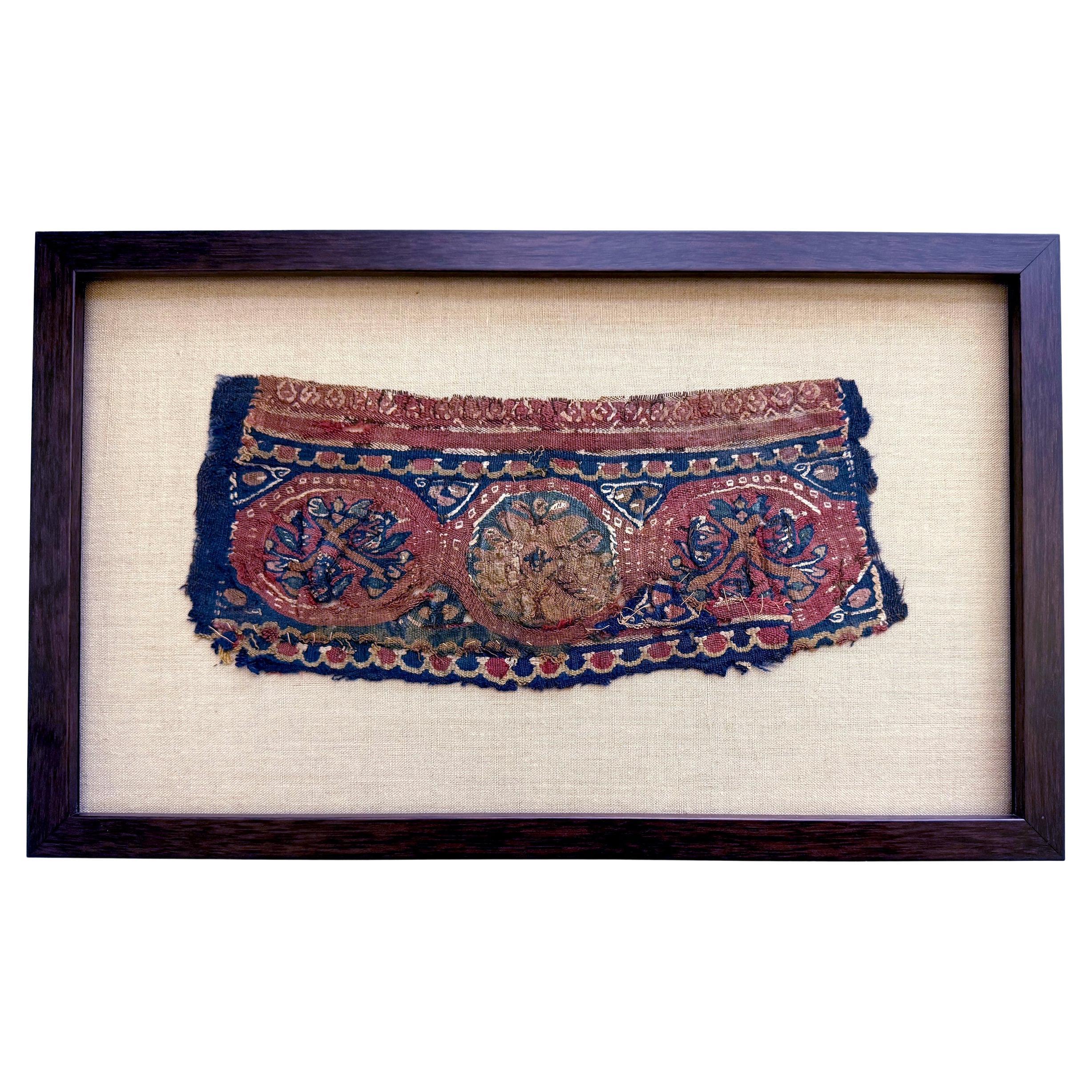 Gerahmtes antikes koptisches Textilfragment aus dem byzantinischen Nordafrika im Angebot