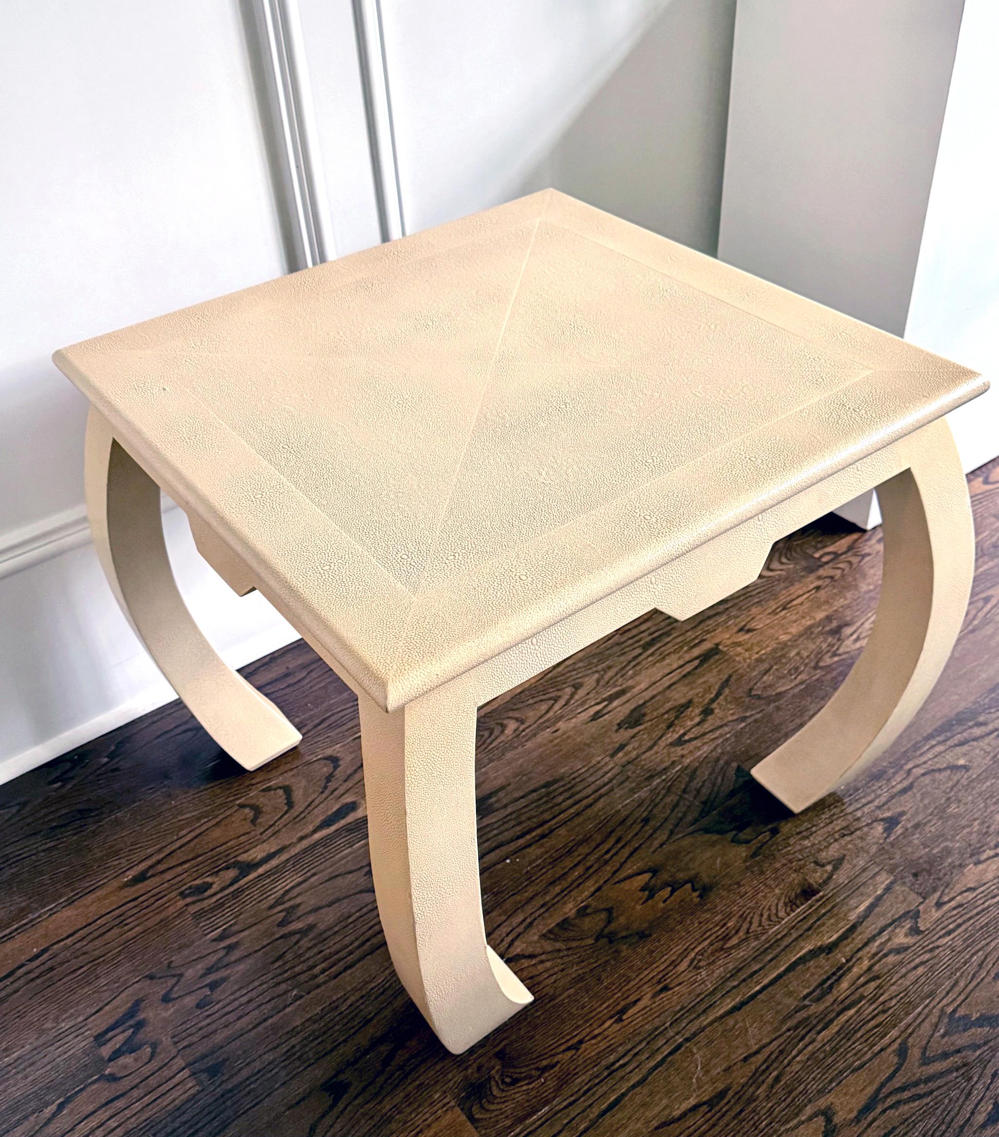 American Embossed Leather Square Table Karl Springer For Sale