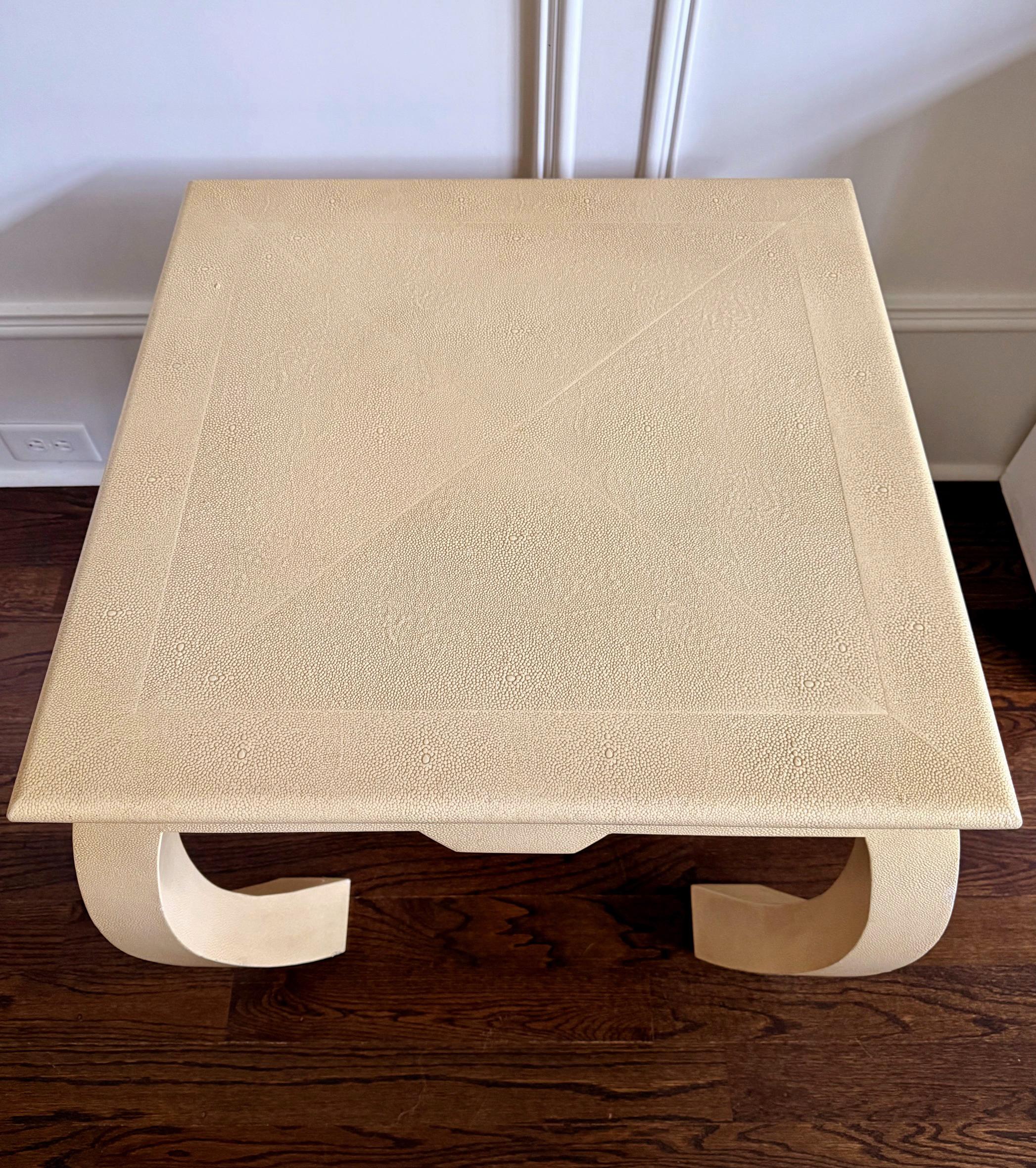 Embossed Leather Square Table Karl Springer In Good Condition For Sale In Atlanta, GA