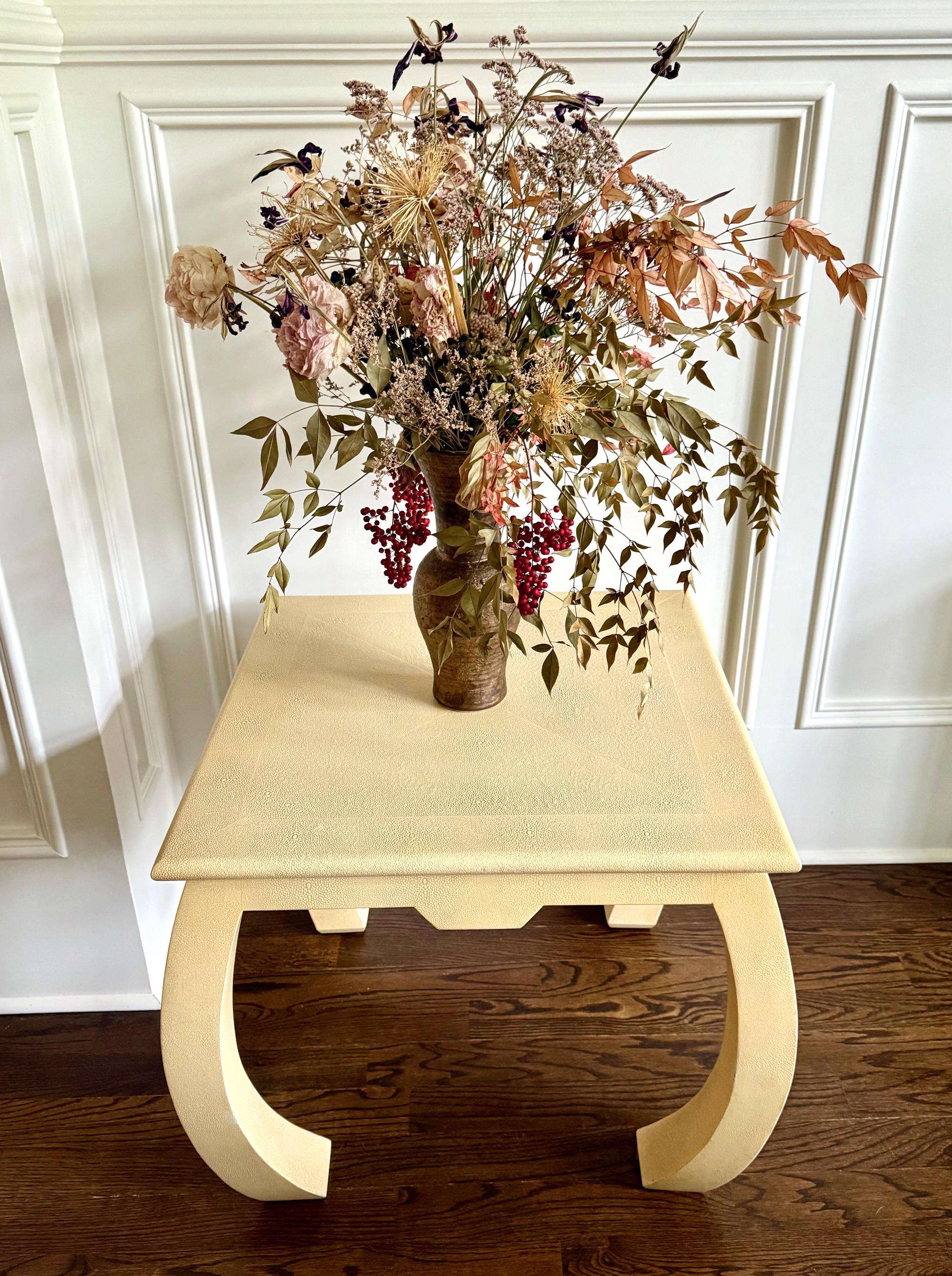 Embossed Leather Square Table Karl Springer For Sale 3