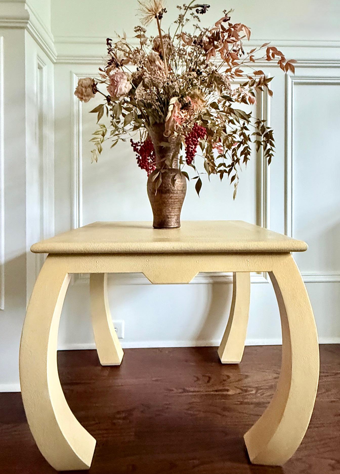 Hollywood Regency Embossed Leather Square Table Karl Springer For Sale