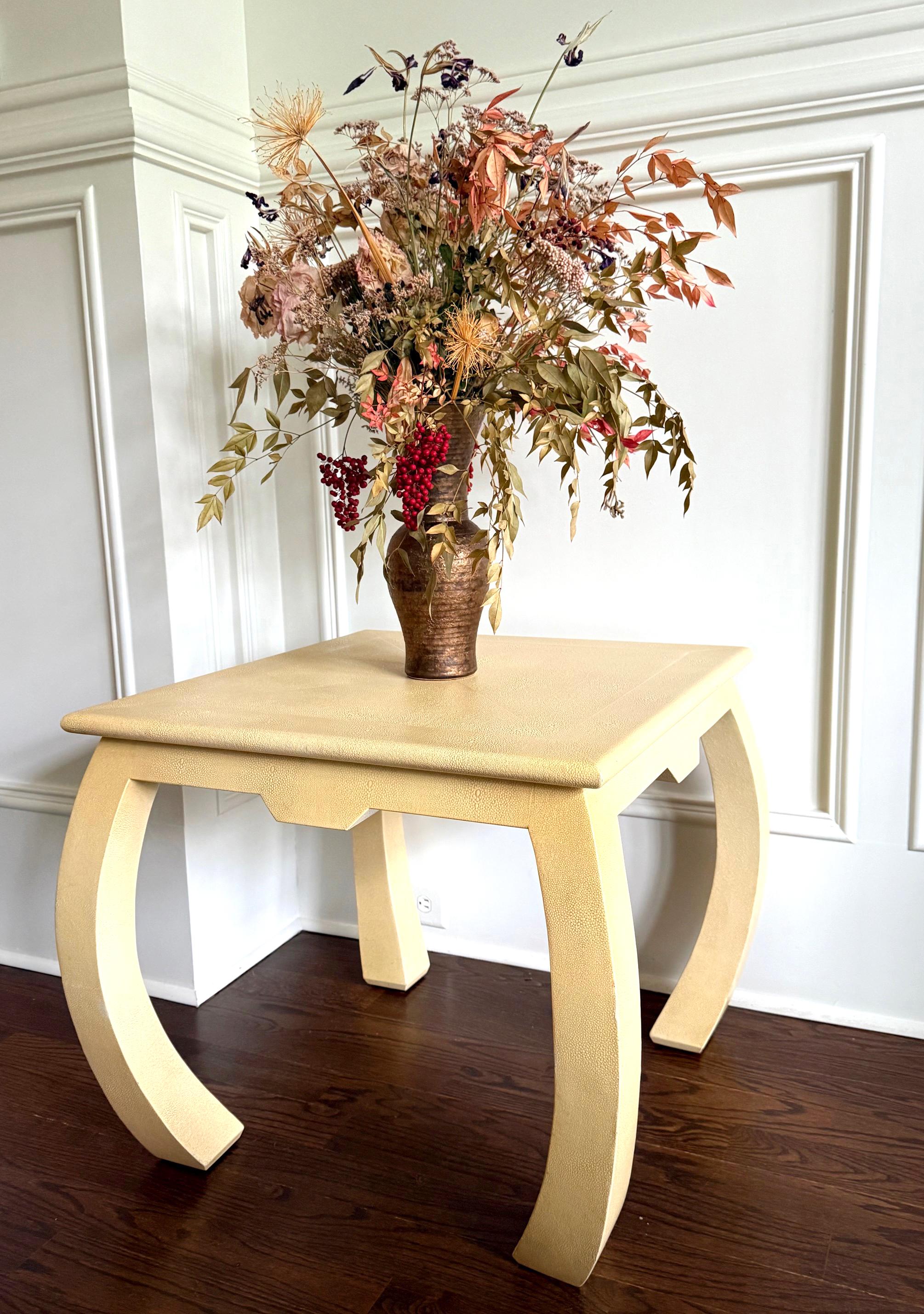 Embossed Leather Square Table Karl Springer For Sale 9
