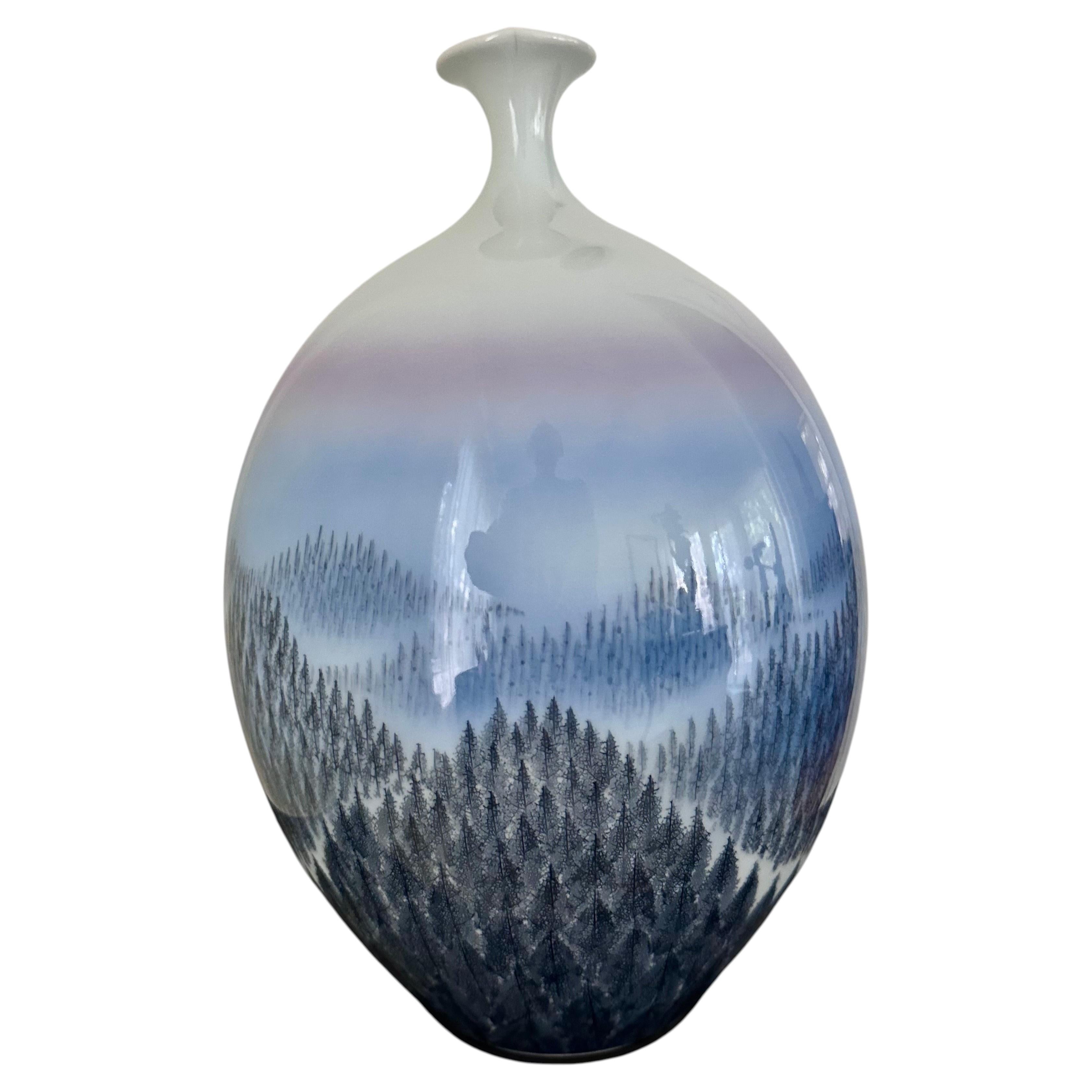 Vaso alto in porcellana giapponese Arita di Fujii Shumei