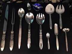 "Cactus" Silver Flatware Set for Twelve by Georg Jensen