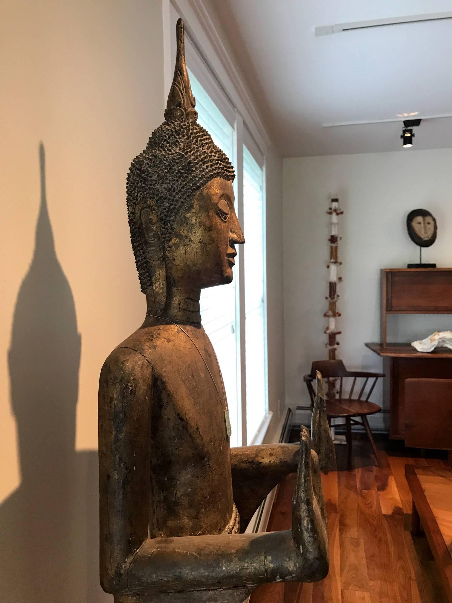 Antique Gilded Standing Buddha from Laos Southeast Asia 1