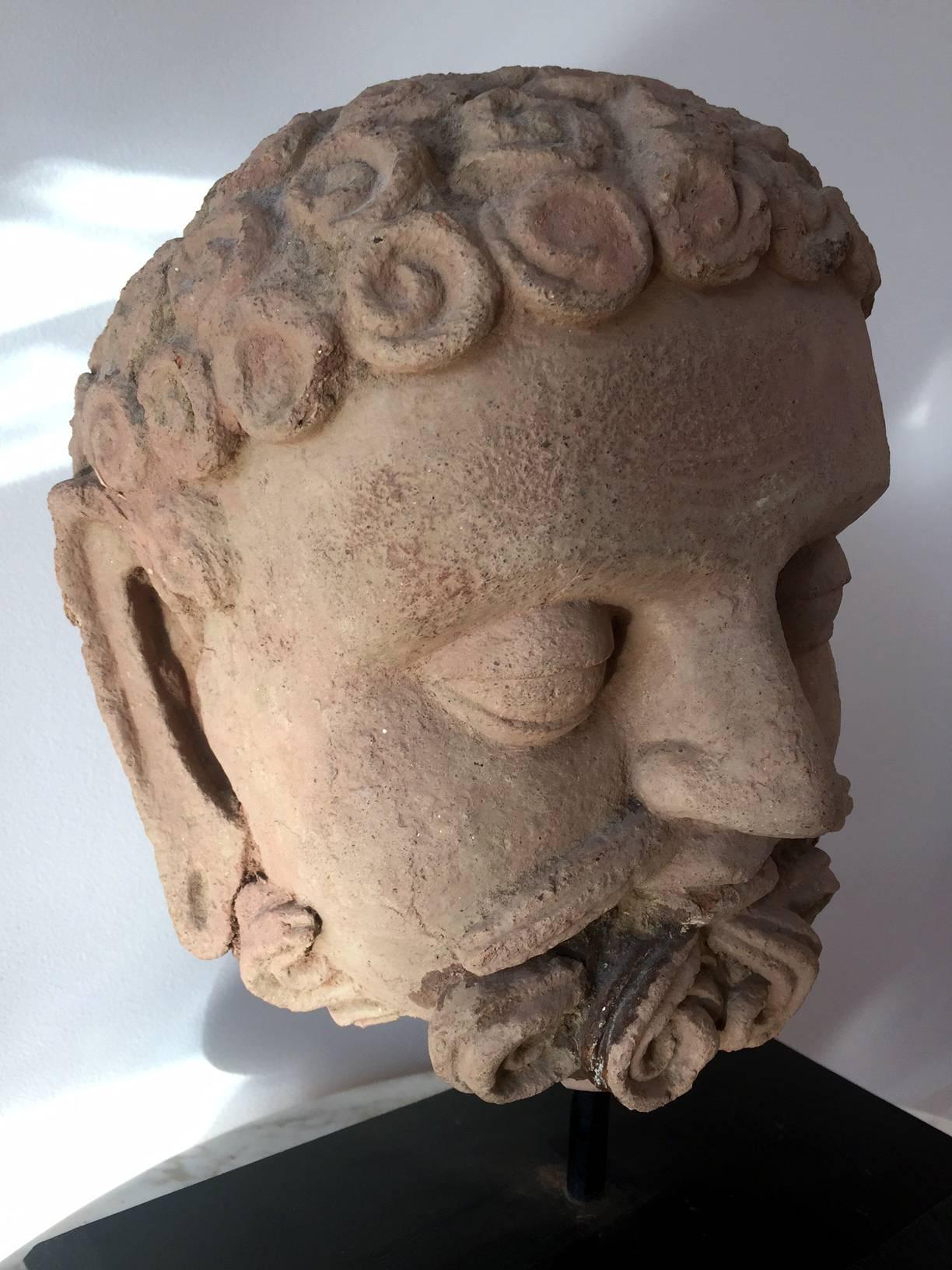 Skulpturaler Gandhara-Kopf aus Terrakotta (Sonstiges) im Angebot