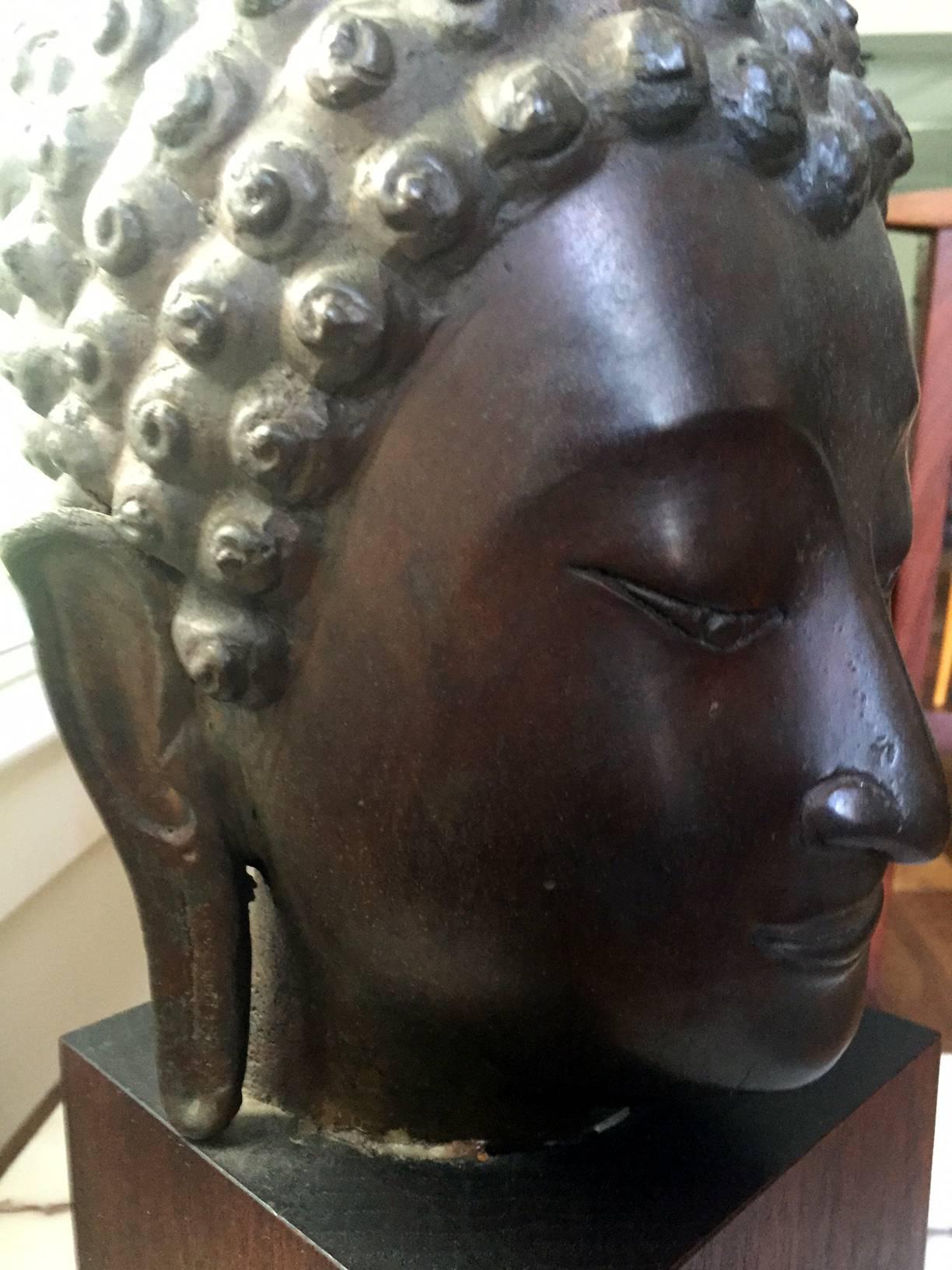 Cast Bronze Buddha Head from Northern Thailand