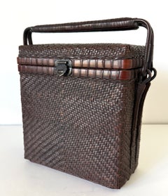 Rare Japanese Handled Bamboo Basket for Chado Hayakawa Shokosai I Tomobako