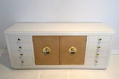 Paul Frankl Sideboard with Lacquered Cork and Brass