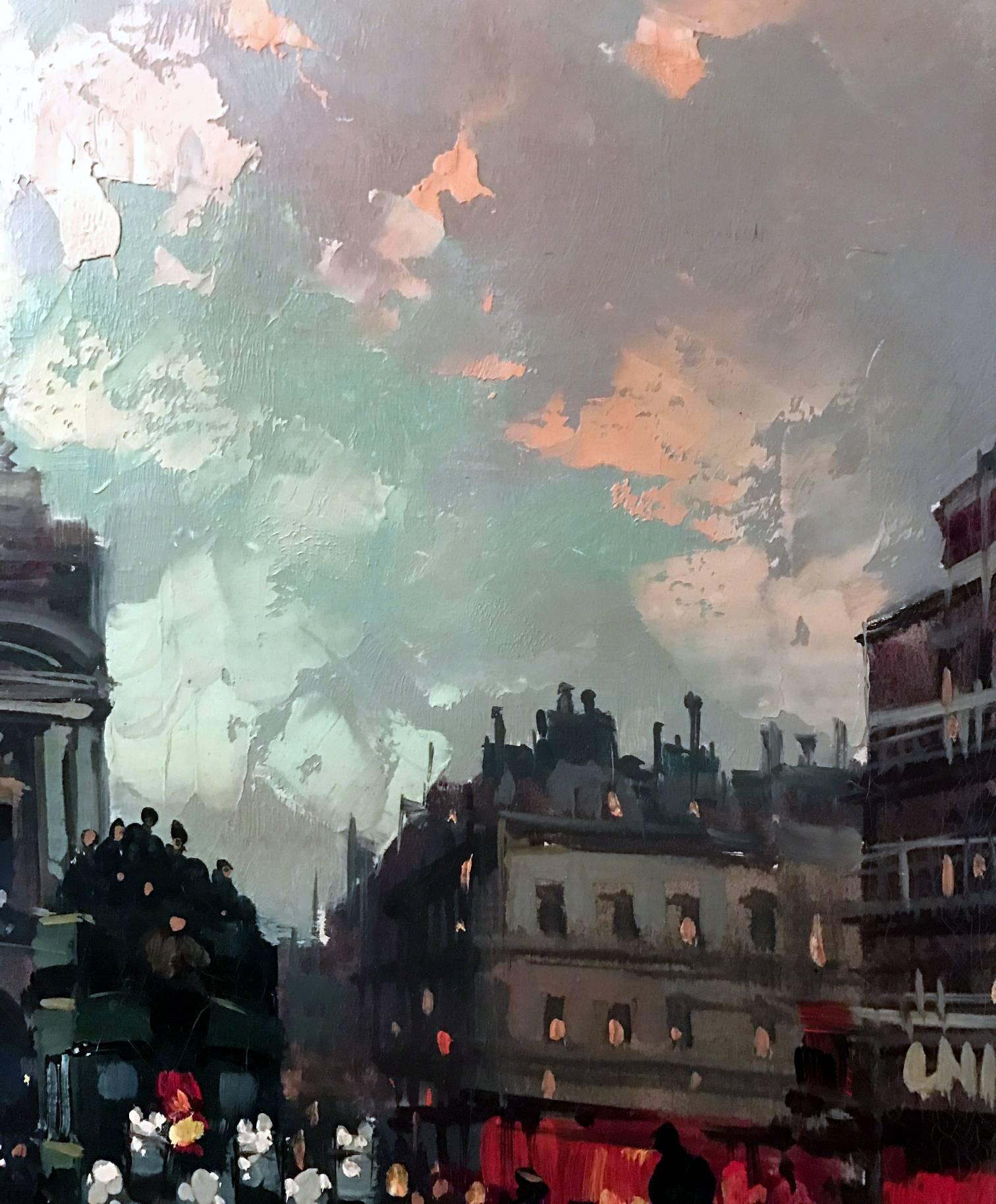 20th Century Place de L'opera Oil on Canvas Edouard Leon Cortes