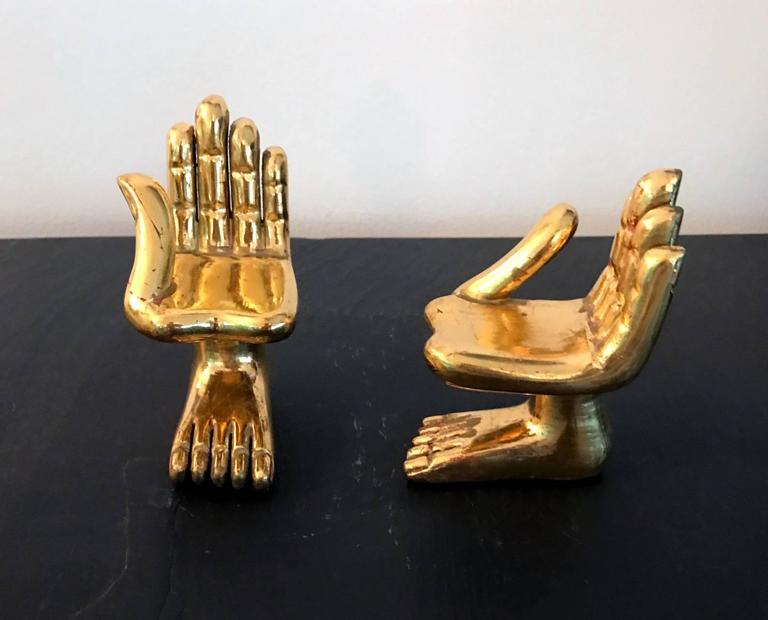 Mid-Century Modern Two Hand Foot Sculptures by Pedro Friedeberg For Sale