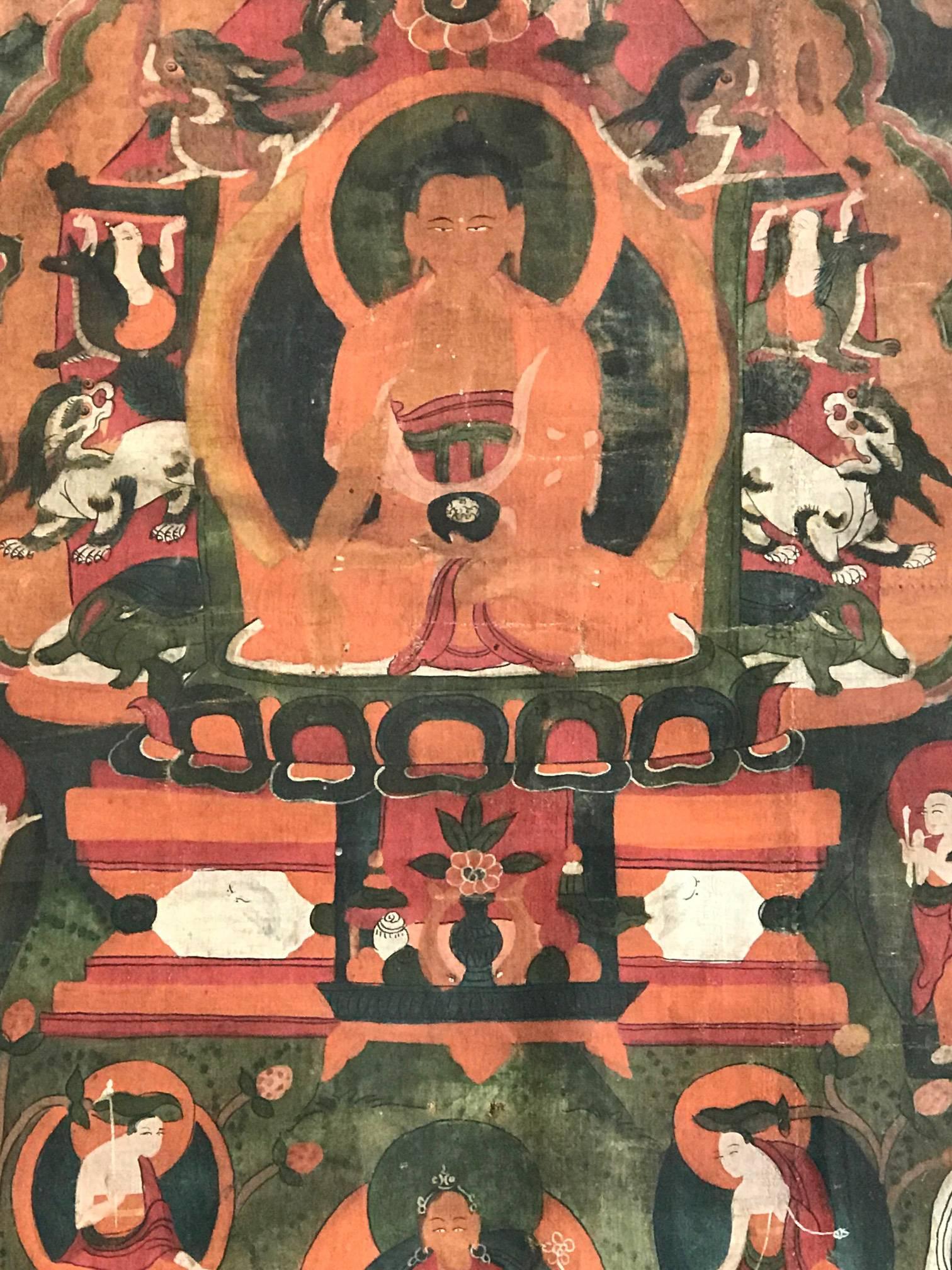 Framed Tibetan Thankga of Amitabha In Good Condition For Sale In Atlanta, GA