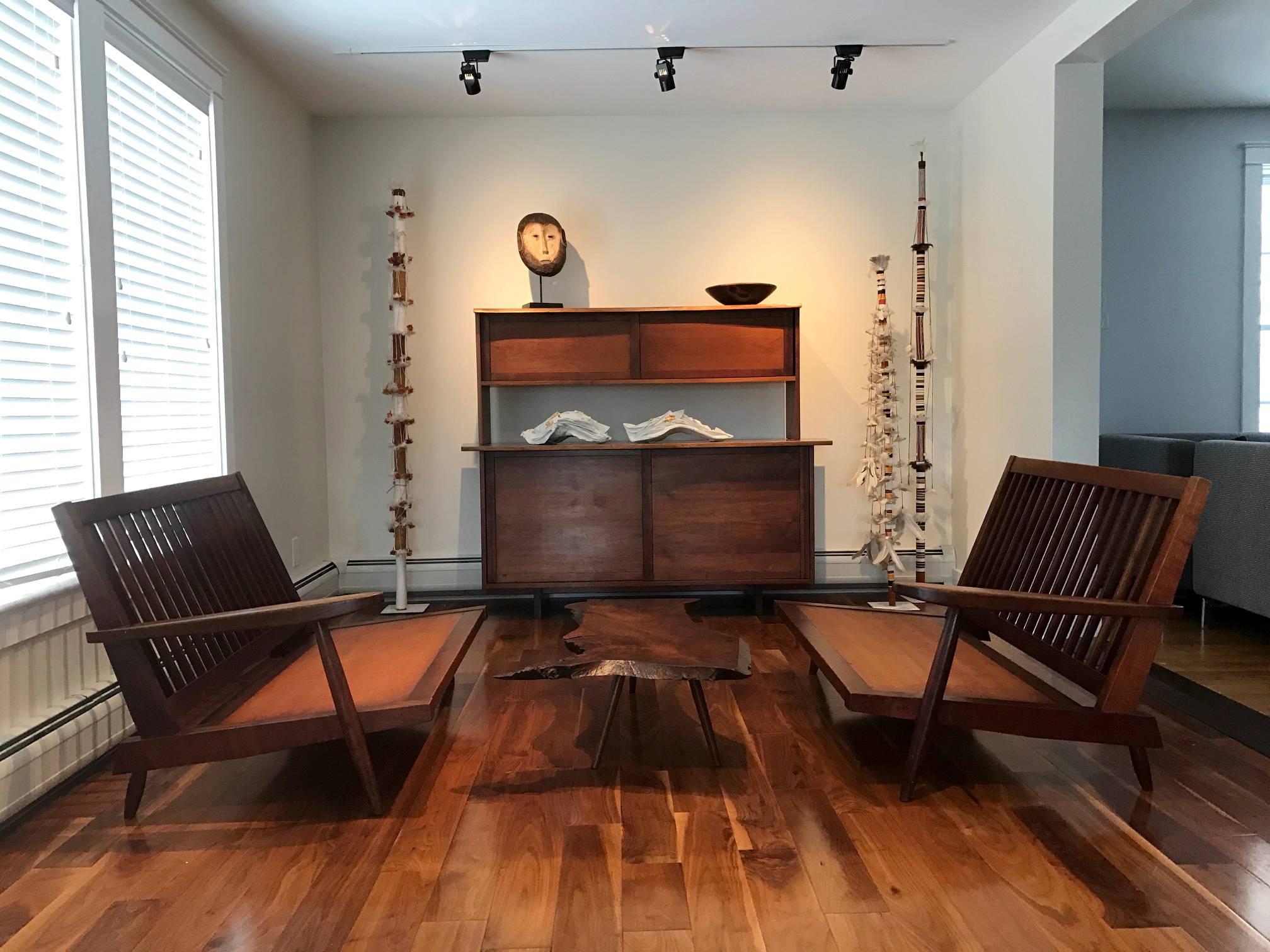 Mid-20th Century Early Two Sectional Walnut Settees with Cushions by George Nakashima