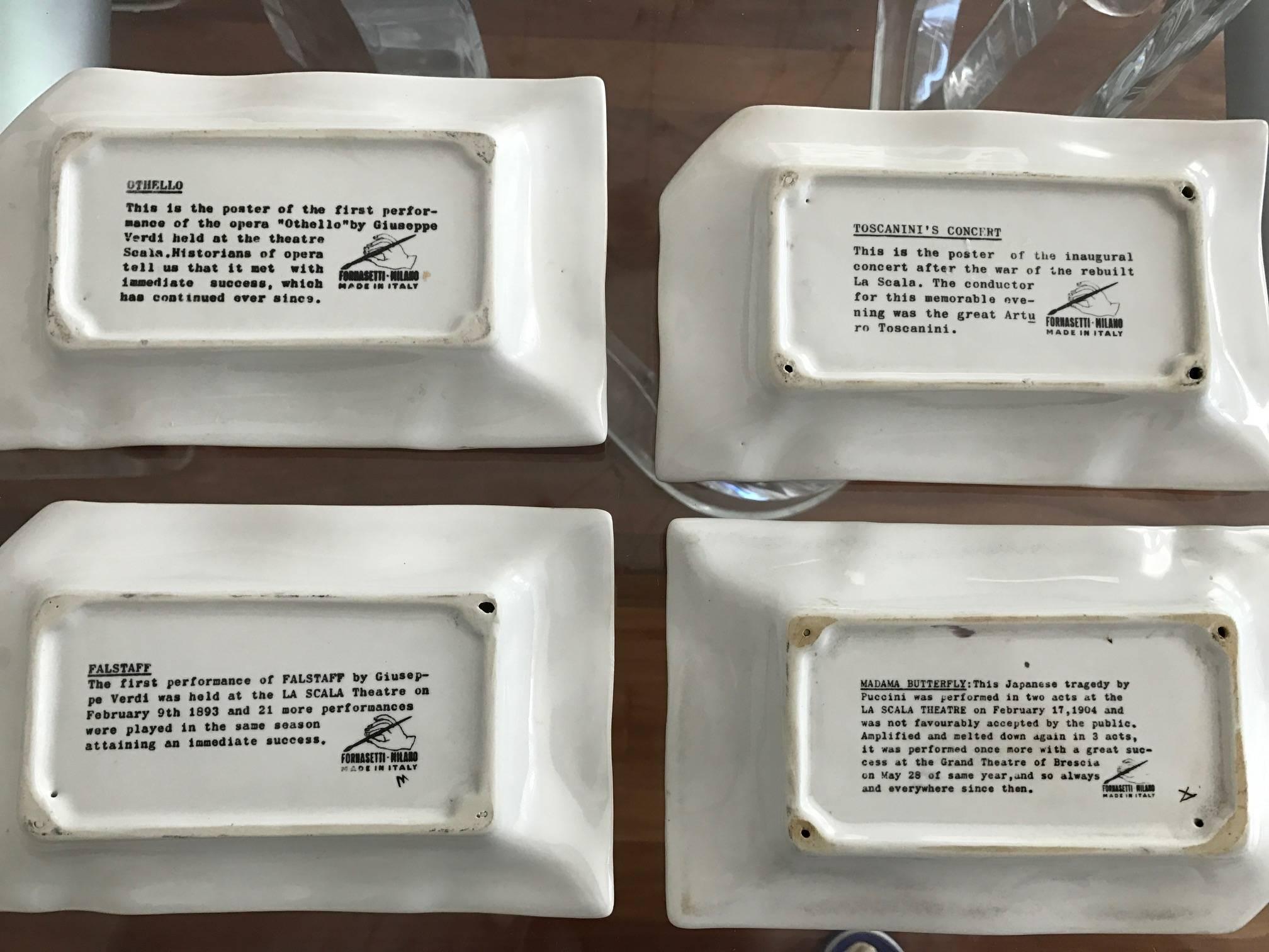 Mid-Century Modern Four Opera Playbill Dishes by Fornasetti