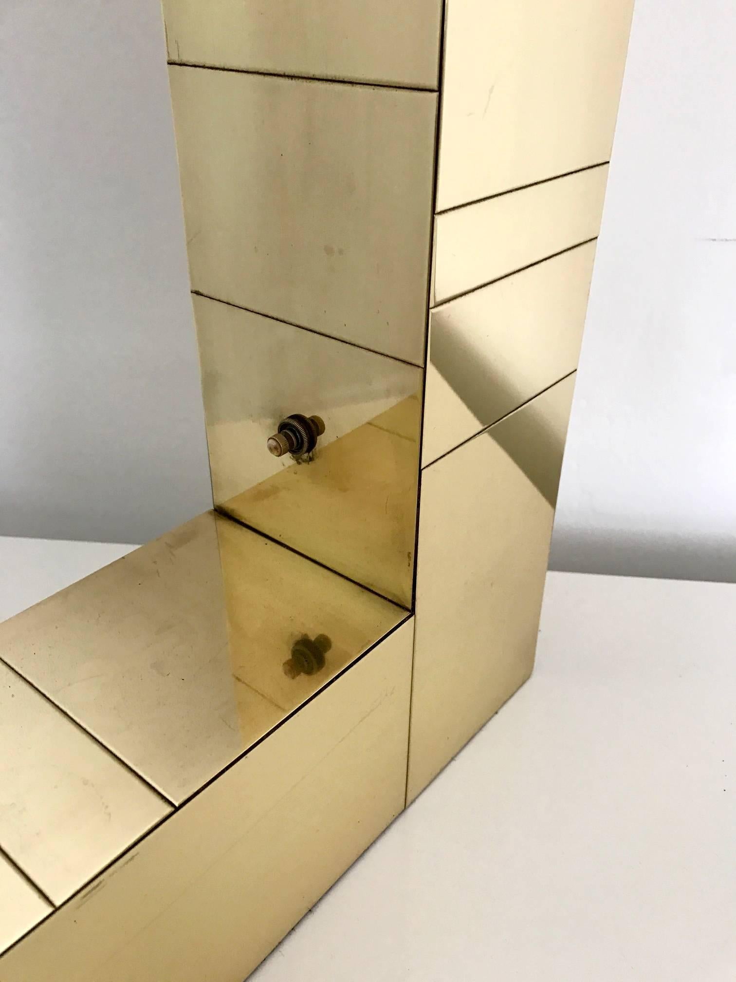 Late 20th Century Cityscape Brass Table Lamp Paul Evans for Directional For Sale