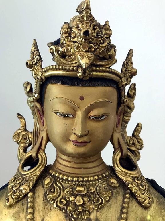 Fine SinoTibetan Bronze Statue of Vajrasattva Bodhisattva For Sale at