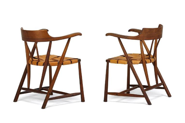 Rare Pair Of Walnut Captain Chair By Wharton Esherick For Sale At