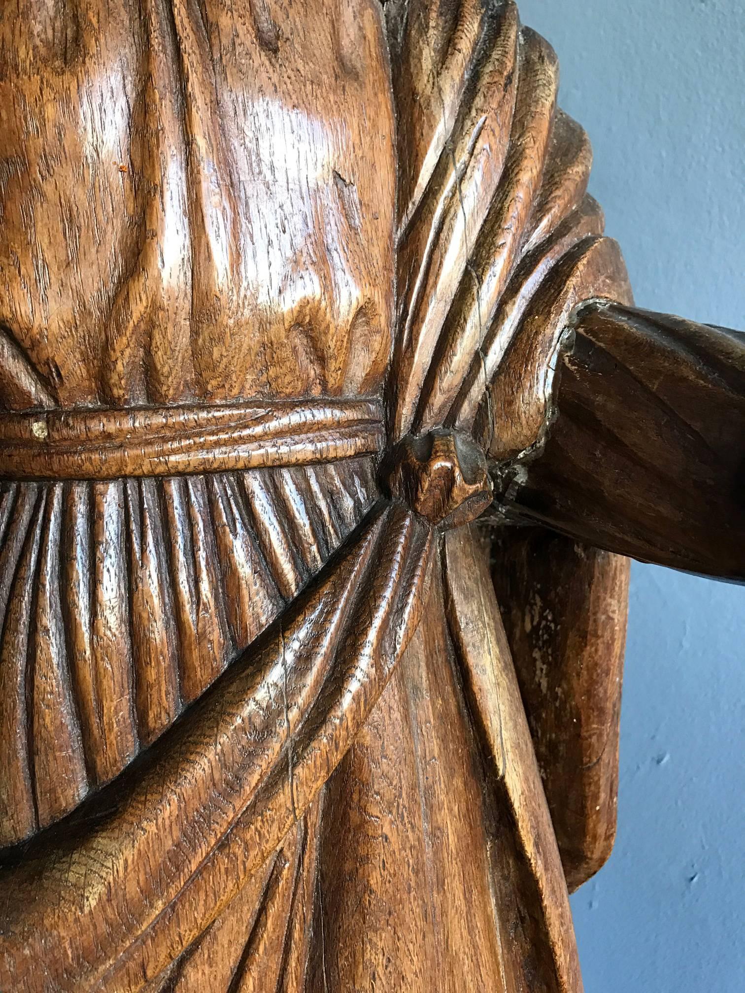 Oak Impressive Antique Carved Santo For Sale