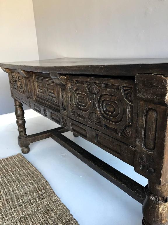 Antique Spanish Colonial Table with Drawers at 1stDibs