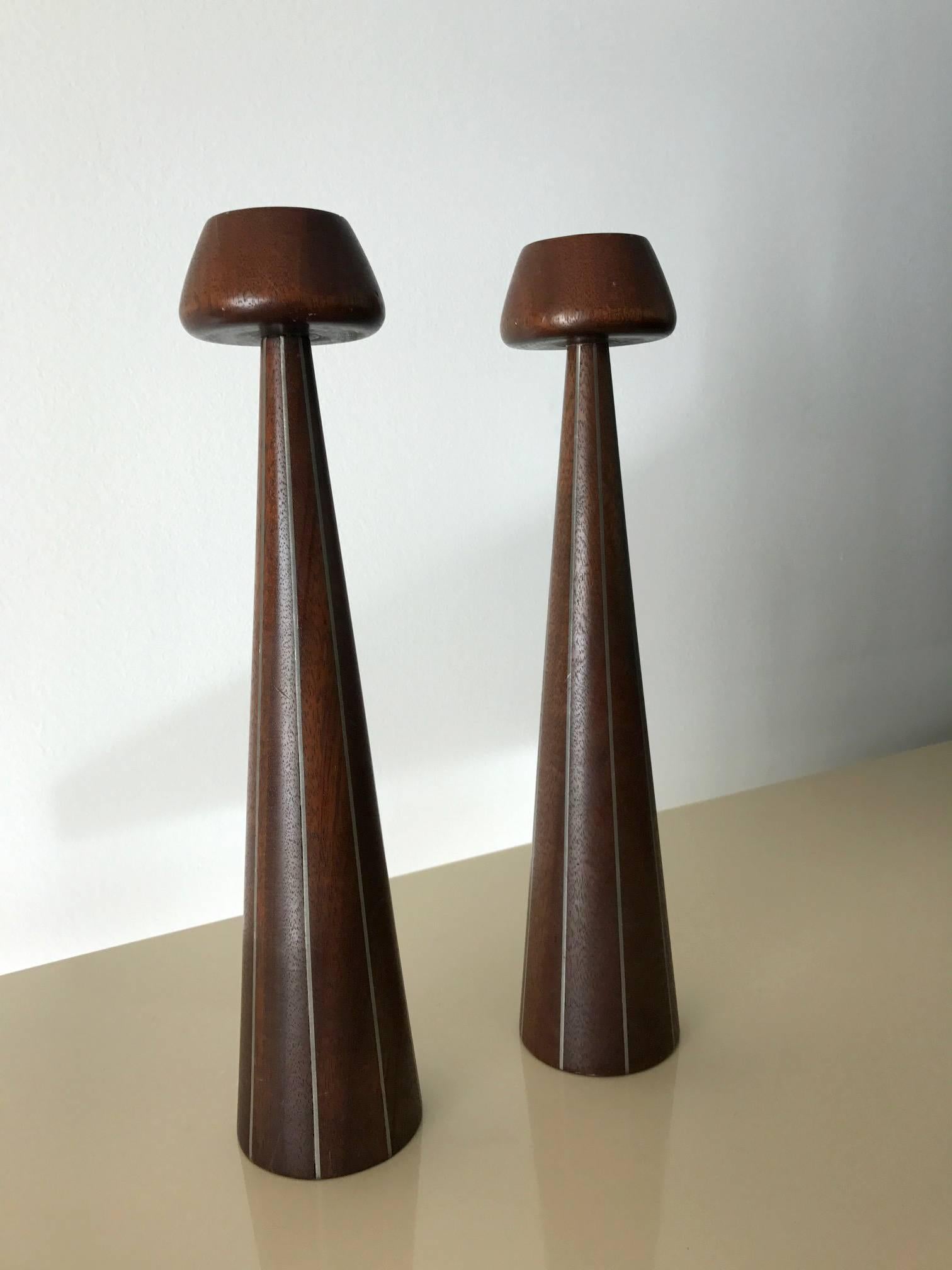 Mid-Century Modern Pair of Early Candlesticks by Paul Evans and Phillip Powell