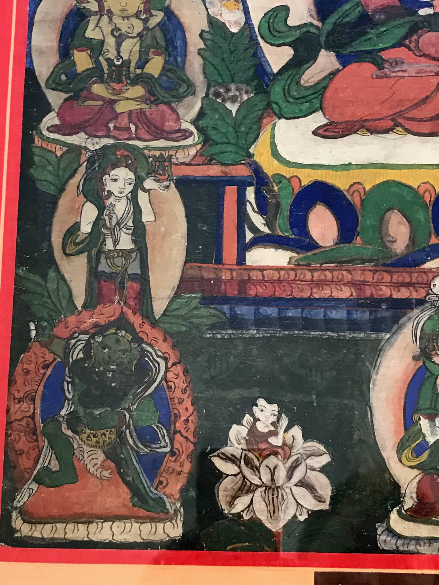 19th Century Framed Antique Tibetan Thangka