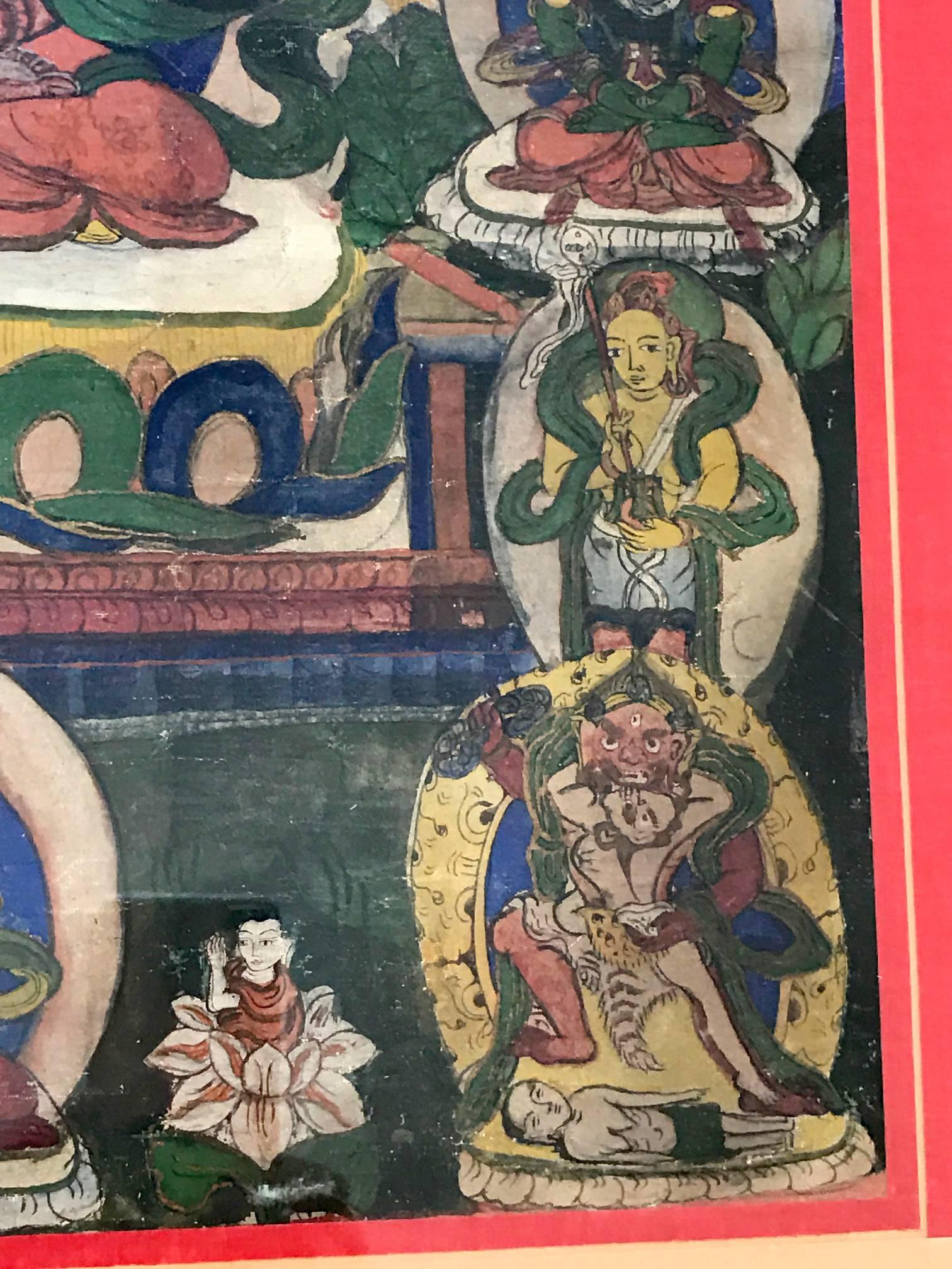 Framed Antique Tibetan Thangka 1